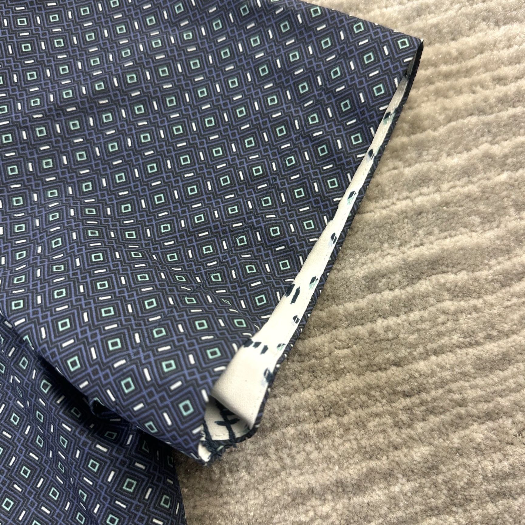 Vintage 7 Diamonds Shirt Mens Medium Blue 4 Way Stretch Geometric Button Up Size US M / EU 48-50 / 2 - 5 Thumbnail
