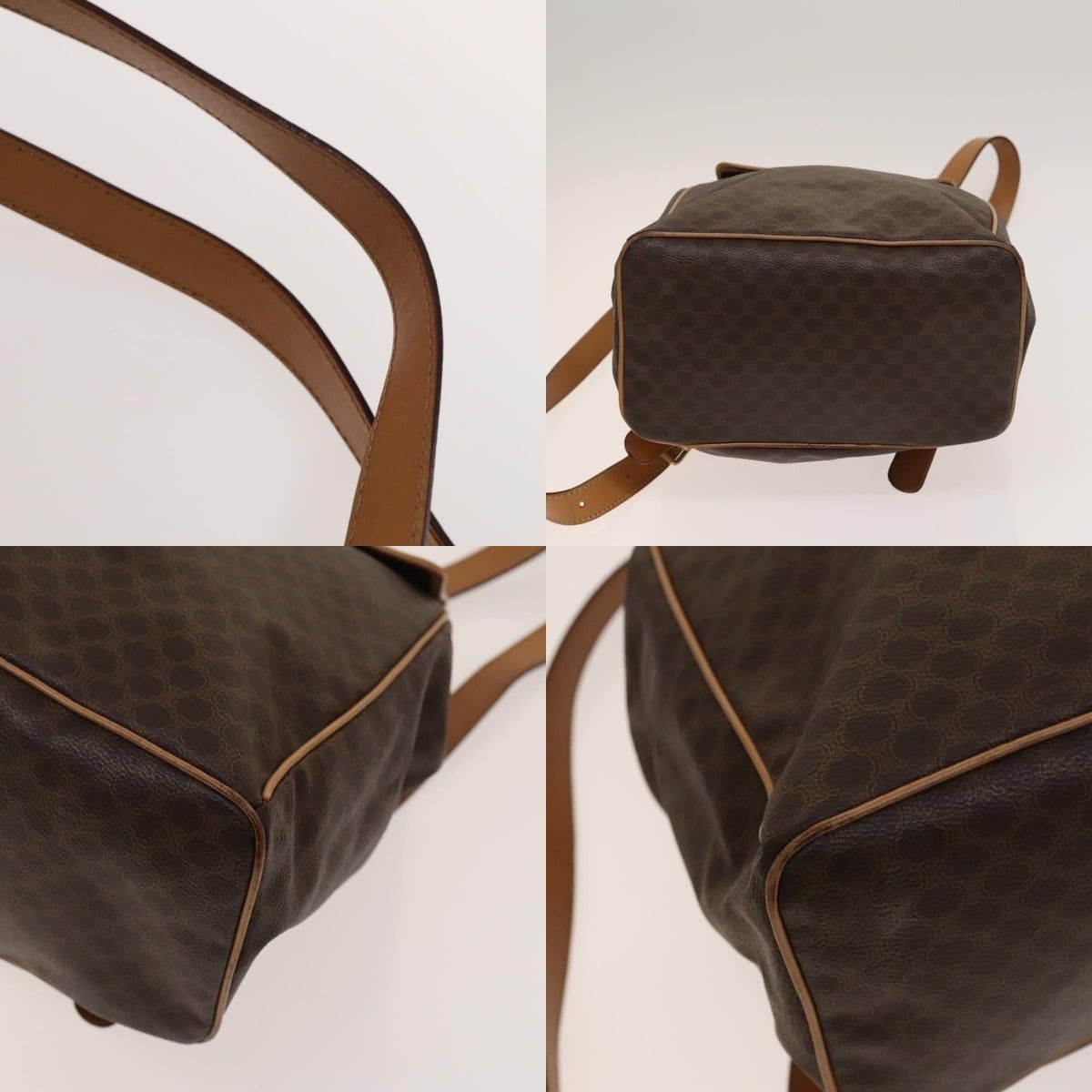 Celine CELINE Macadam Canvas Backpack Pvc Leather Brown Gold Size ONE SIZE - 9 Thumbnail