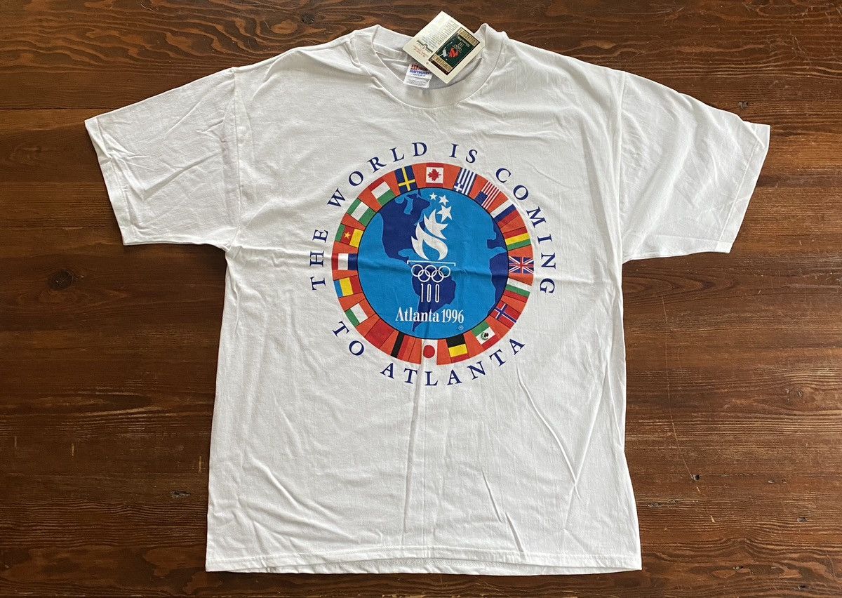 USA Olympics Vintage NWT 1996 Olympics Atlanta World Flags Tee New Size US XL / EU 56 / 4 - 1 Thumbnail