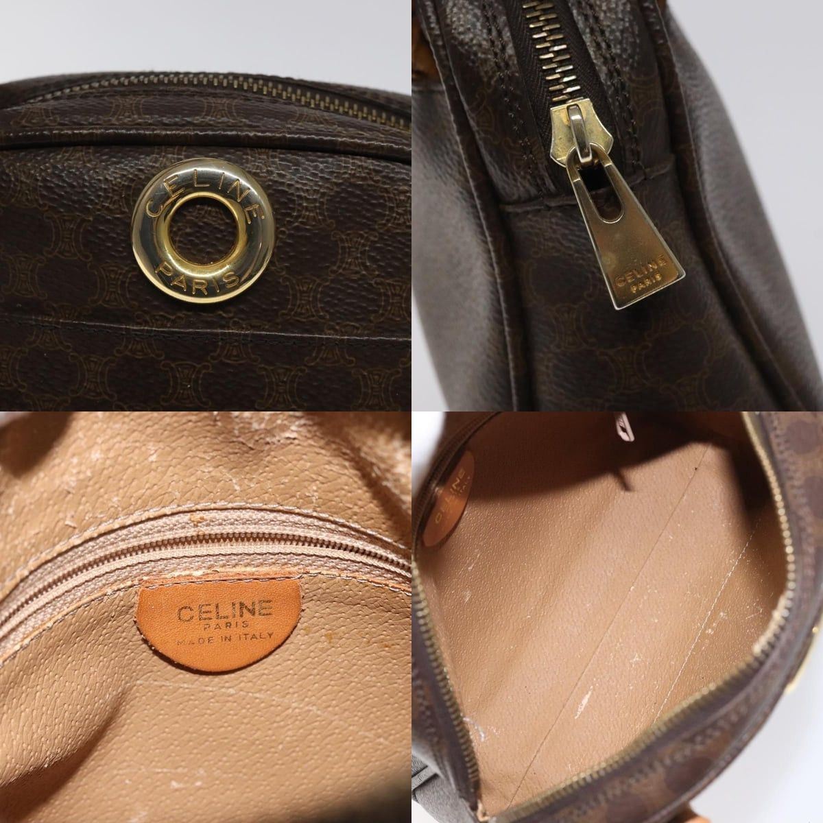 Celine CELINE Macadam Canvas Hand Bag Pvc Leather Brown Size ONE SIZE - 11 Thumbnail
