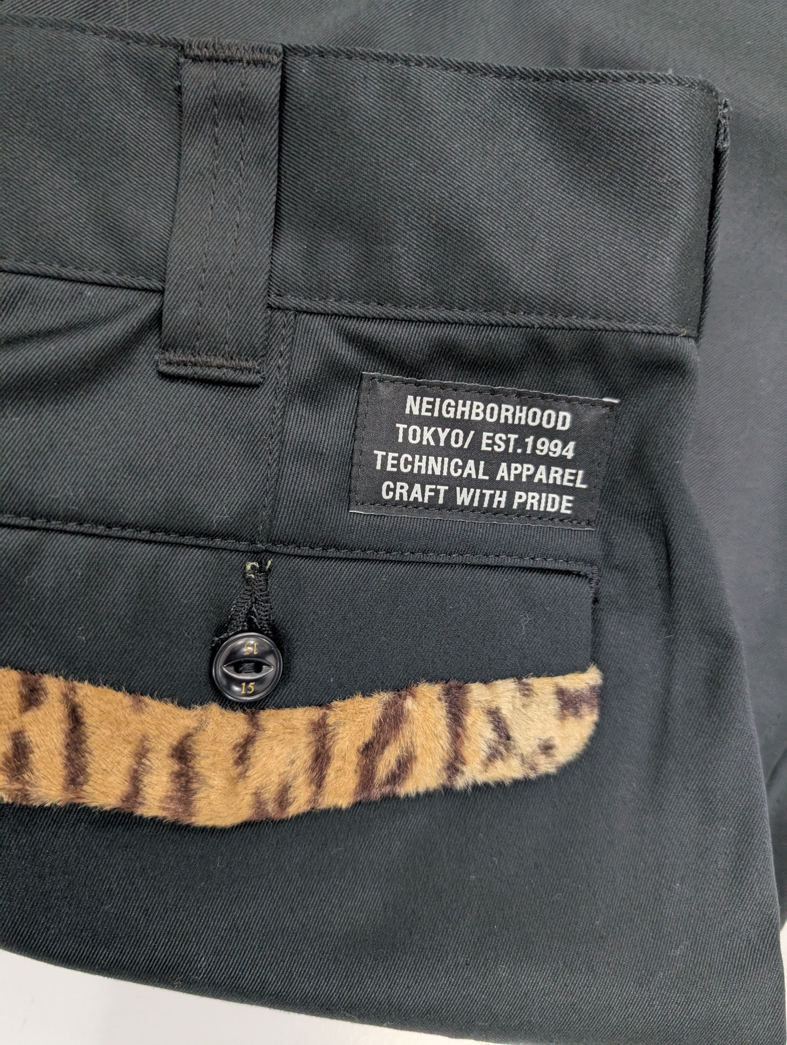Neighborhood Black Chino With Animal Print Furry Trimming Details Size US 36 / EU 52 - 4 Thumbnail