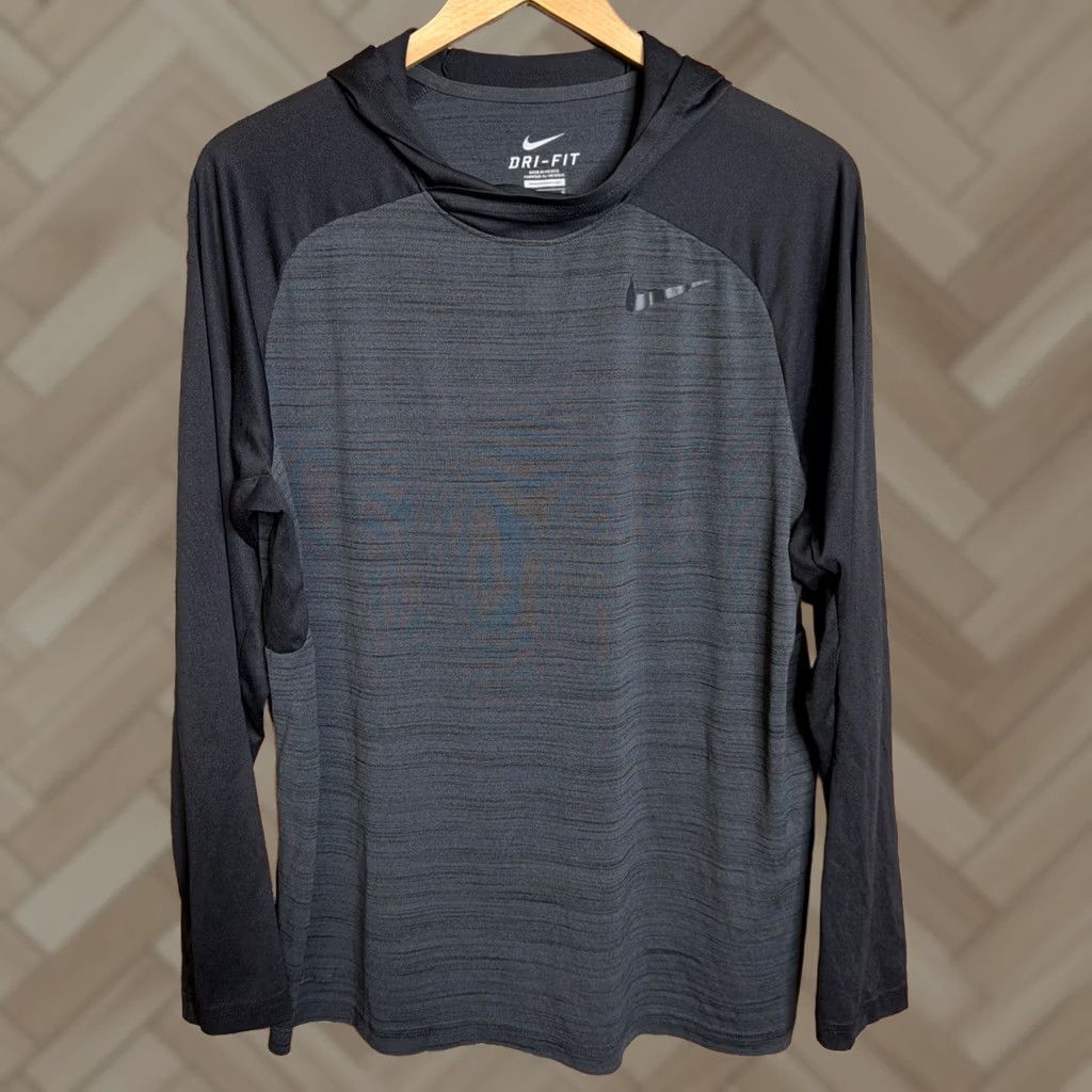 Nike Nike DRI-FIT Touch Hoodie Mens Large Gray Lightweight Pullover Colorblock Size US L / EU 52-54 / 3 - 1 Thumbnail