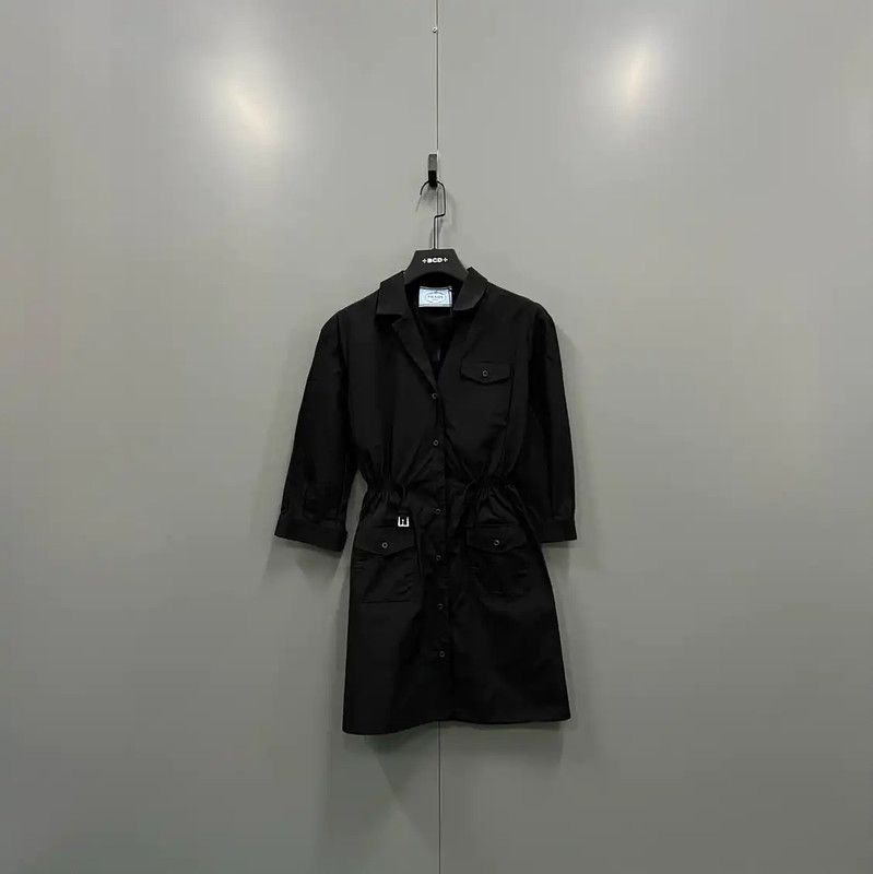 Prada Prada Black Cotton Long Sleeve Dress for Women Size ONE SIZE - 1 Thumbnail