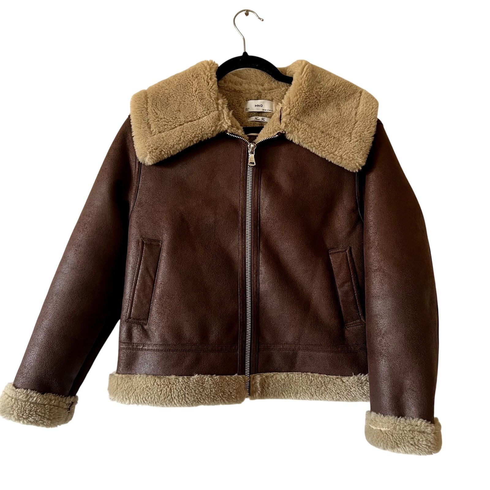 Mango Mango MNG shearling zip faux leather jacket size XS Size XS / US 0-2 / IT 36-38 - 1 Thumbnail