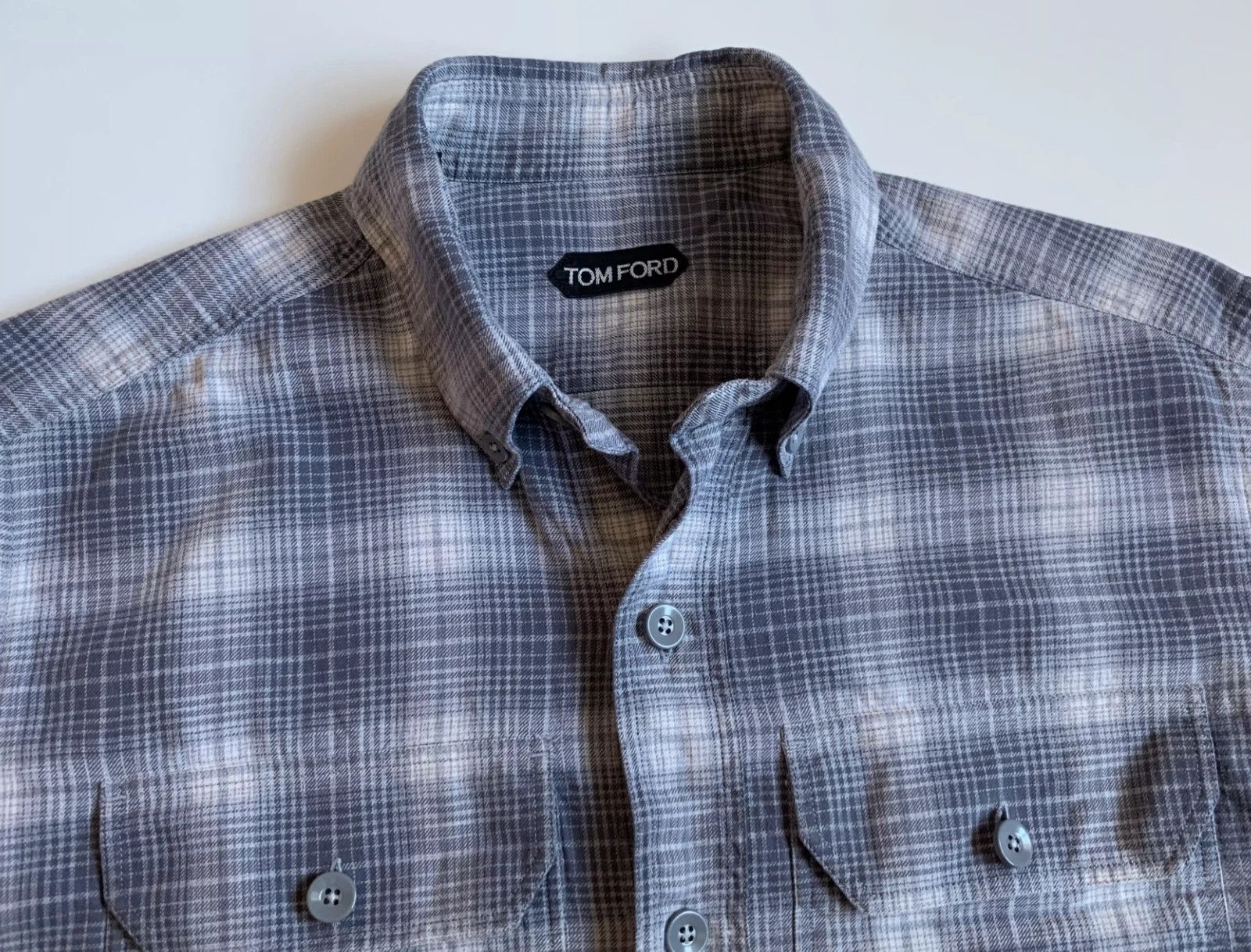 Tom Ford Slim Fit Button Down Collar Checked Shirt Flannel Size 43 Size US M / EU 48-50 / 2 - 3 Thumbnail