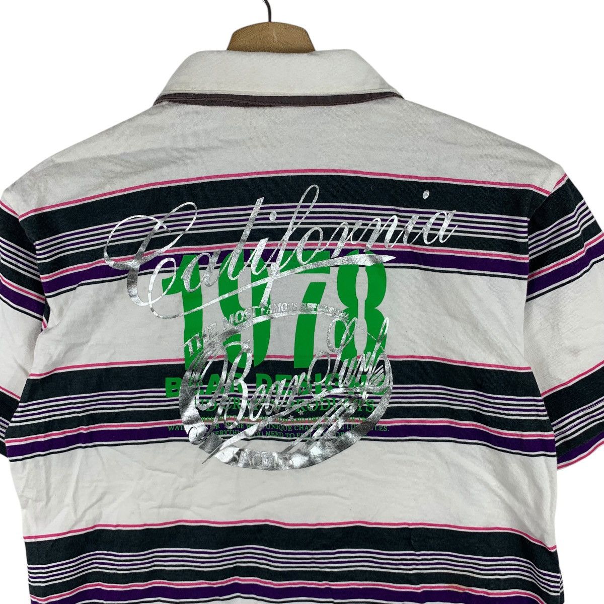 Vintage Vintage BEAR SURFBOARD USA Famous Striped Polo Tee Shirt Size US M / EU 48-50 / 2 - 6 Thumbnail