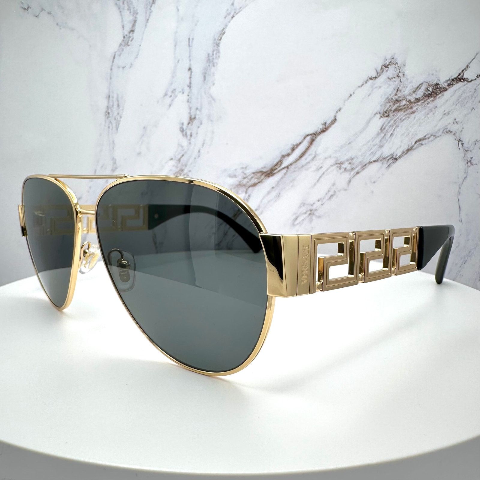 Versace New VERSACE Sunglasses Gold Aviator Pilot Metal Greca Logo Size ONE SIZE - 16 Thumbnail