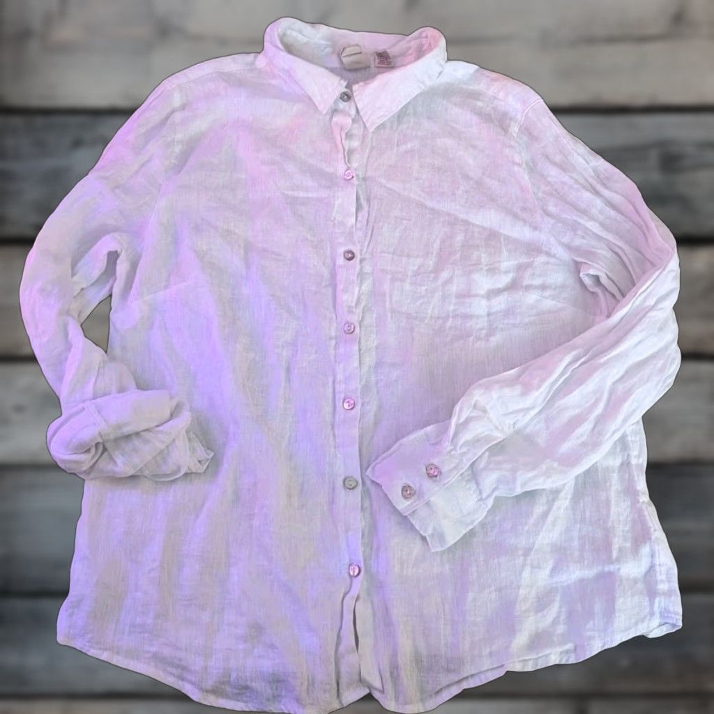 Joie Joie 100% Linen Button Down Blouse Shirt White Long Sleeve Size Large EUC Size L / US 10 / IT 46 - 1 Thumbnail
