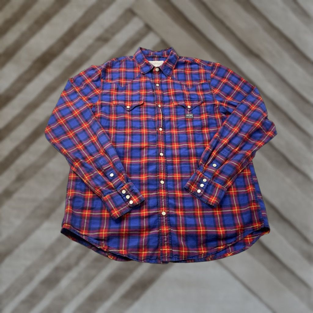 Ralph Lauren Ralph Lauren Denim & Supply Western Pearl Snap Long Sleeve Plaid Shirt Men L Blue Cotton Denim Button-Up Pockets Size US L / EU 52-54 / 3 - 1 Thumbnail