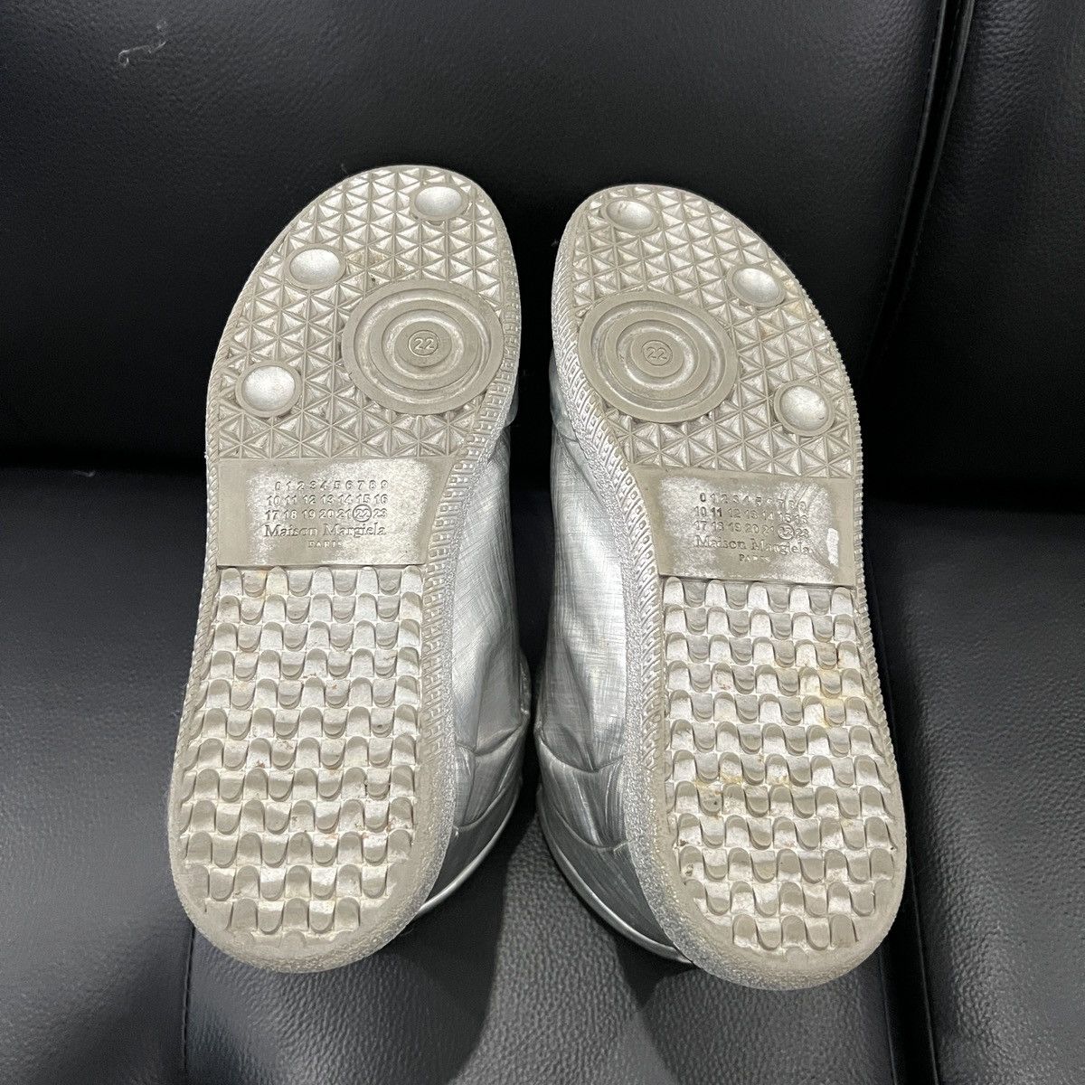 Maison Margiela Maison Margiela “Future” Liquid Silver High-Top Sneakers Size US 7 / EU 40 - 21 Thumbnail