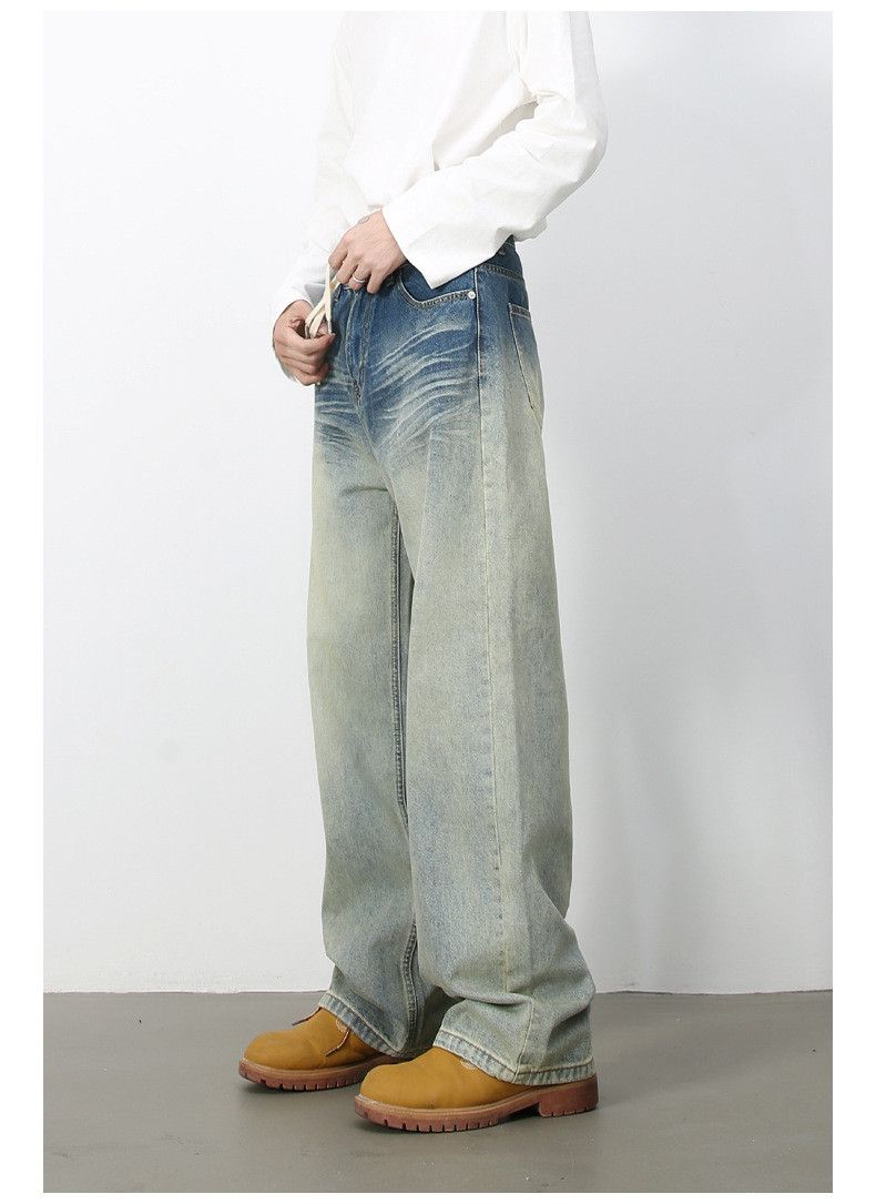 Japanese Brand × Jean Men's American retro mid-rise drawstring straight jeans Size US 32 / EU 48 - 4 Thumbnail