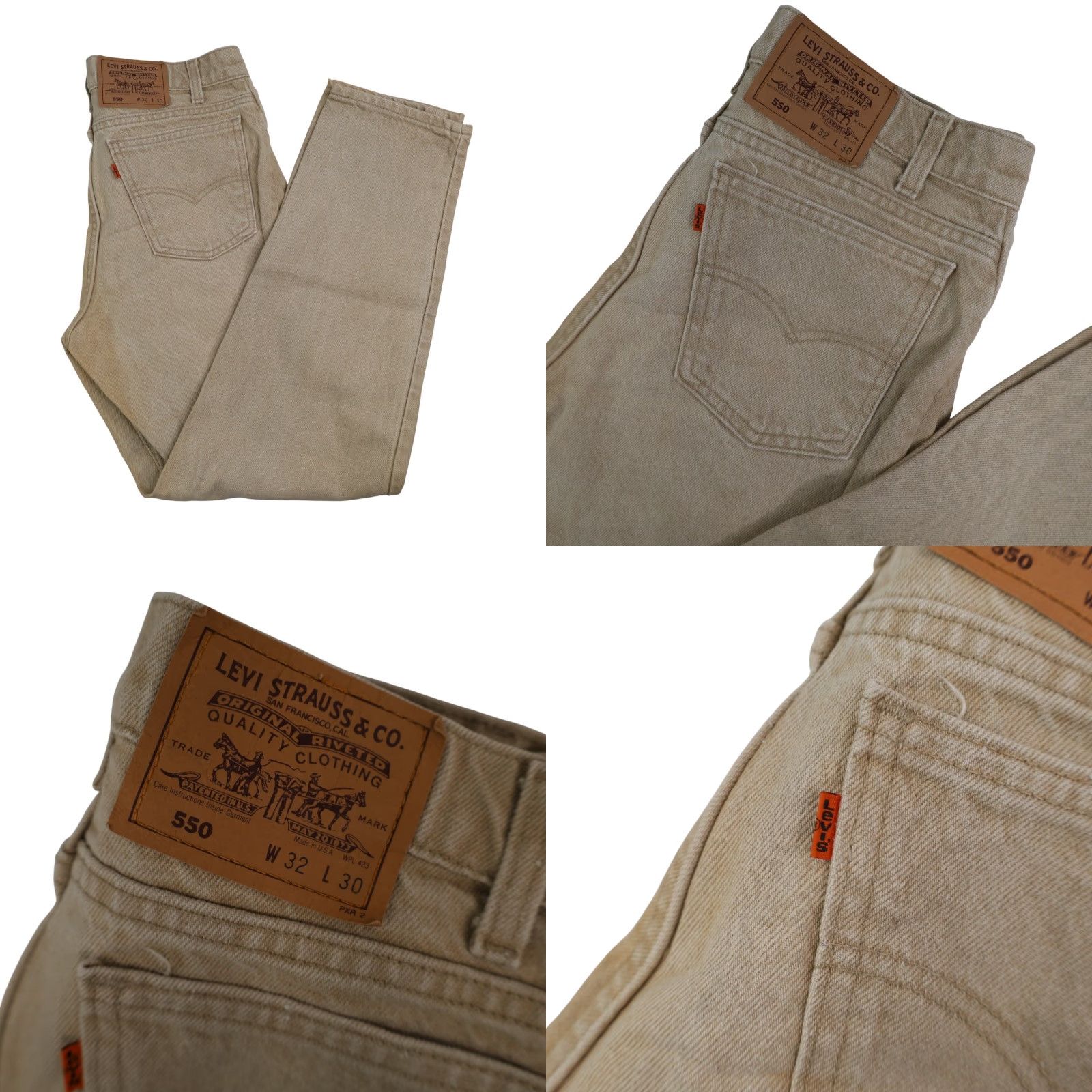 Levi's VINTAGE Levi's 550 Denim Jeans Tan 32x30 Mens Orange Tab Jeans Tan Jeans Mens 550 Vintage Levi's 550 Orange Tab Denim Jeans Tan 32x30 Mens Size US 32 / EU 48 - 9 Thumbnail