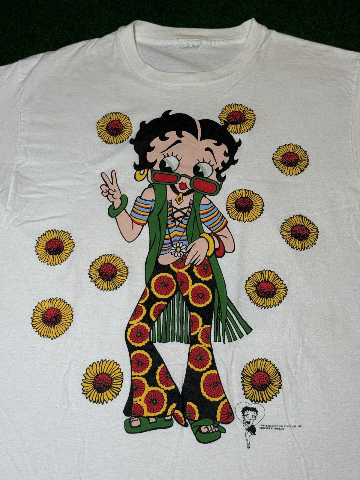 Changes × Vintage Vtg 90s Betty Boop Flower Child Hippie Sunflower T Shirt Size XL / US 12-14 / IT 48-50 - 2 Thumbnail