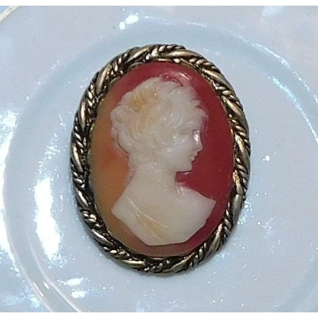 Other Vintage Victorian Pink And White Profile Cameo Brooch Size ONE SIZE - 2 Thumbnail