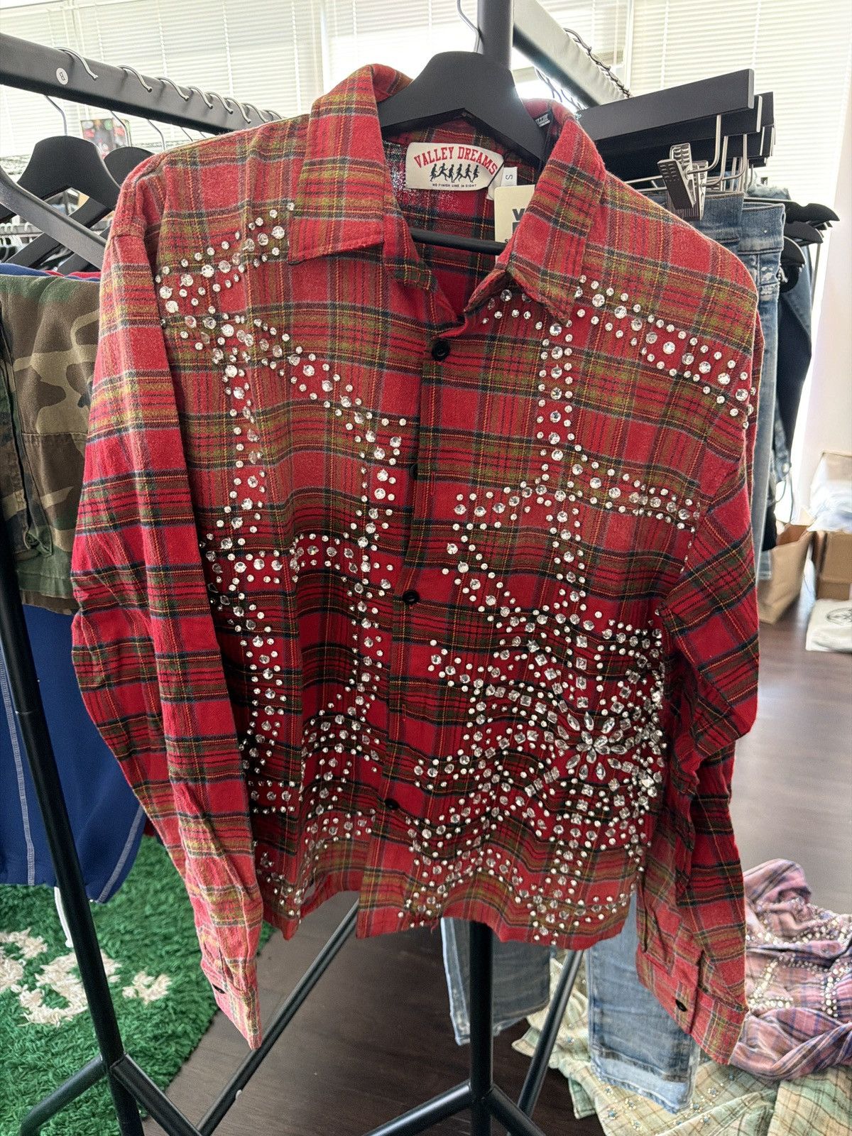 Vale Vale Red Flannel Rhinestone Web Size US S / EU 44-46 / 1 - 1 Thumbnail