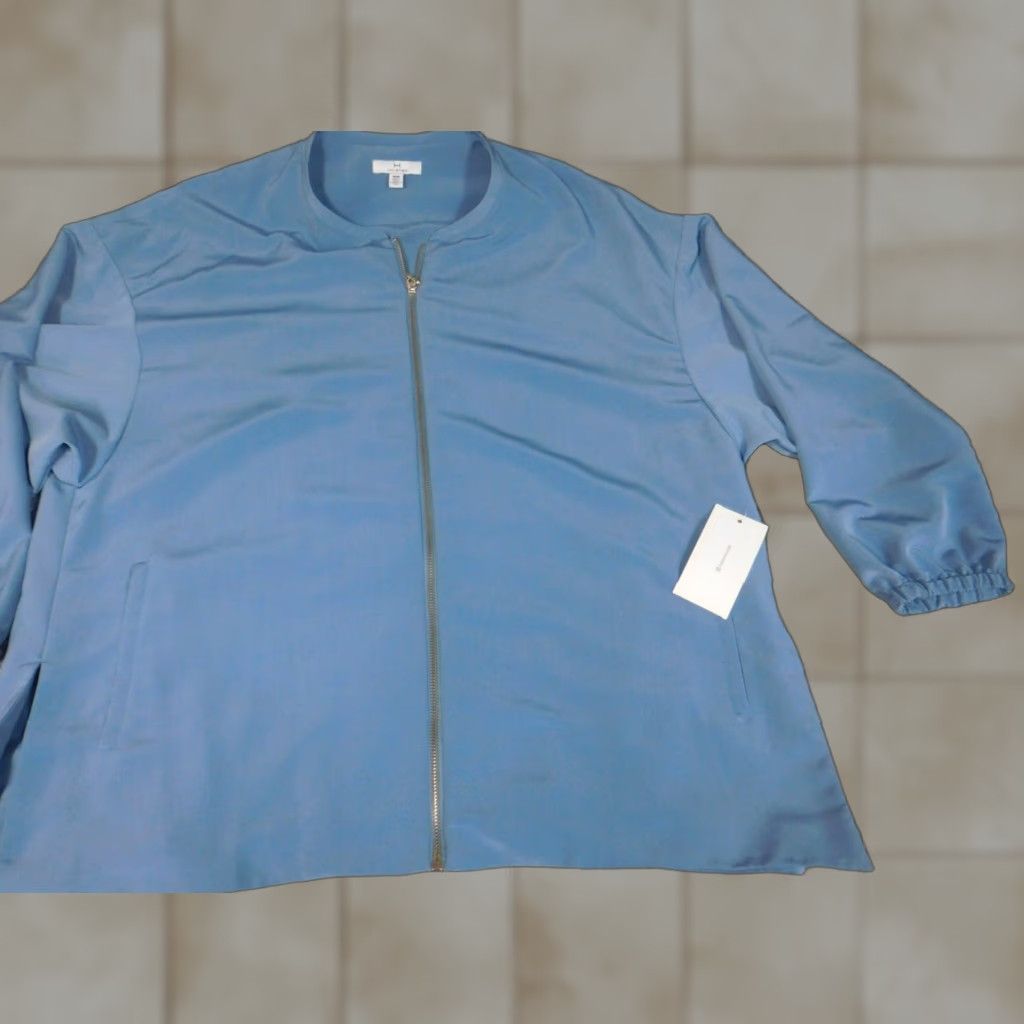 Vintage H by Halston Womens Jacket Medium Blue Zip Jacket Regular Womens Winter Full Zip Casual Size M / US 6-8 / IT 42-44 - 1 Thumbnail