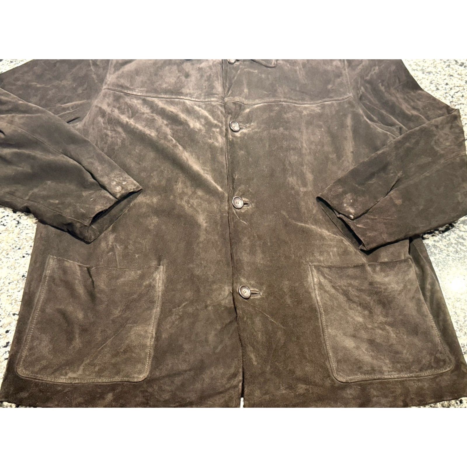 Brooks Brothers Brooks Brothers Dark Brown Suede Leather Jacket Wool Blend Lining Jacket Mens L Dark Brown Leather Wool Lined Button Overcoat Size US L / EU 52-54 / 3 - 2 Thumbnail
