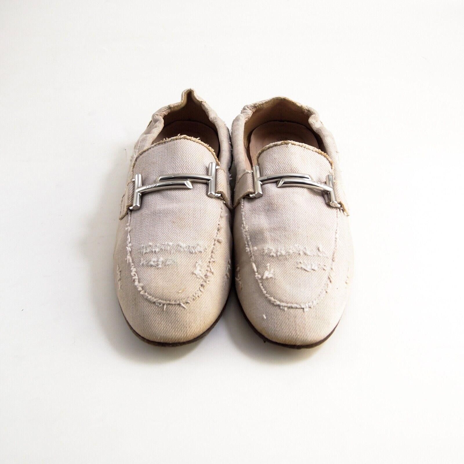 Tod's Tod's TT Loafers Mules Beige Denim Distressed EU 37 US 7 Size US 7 / IT 37 - 4 Thumbnail