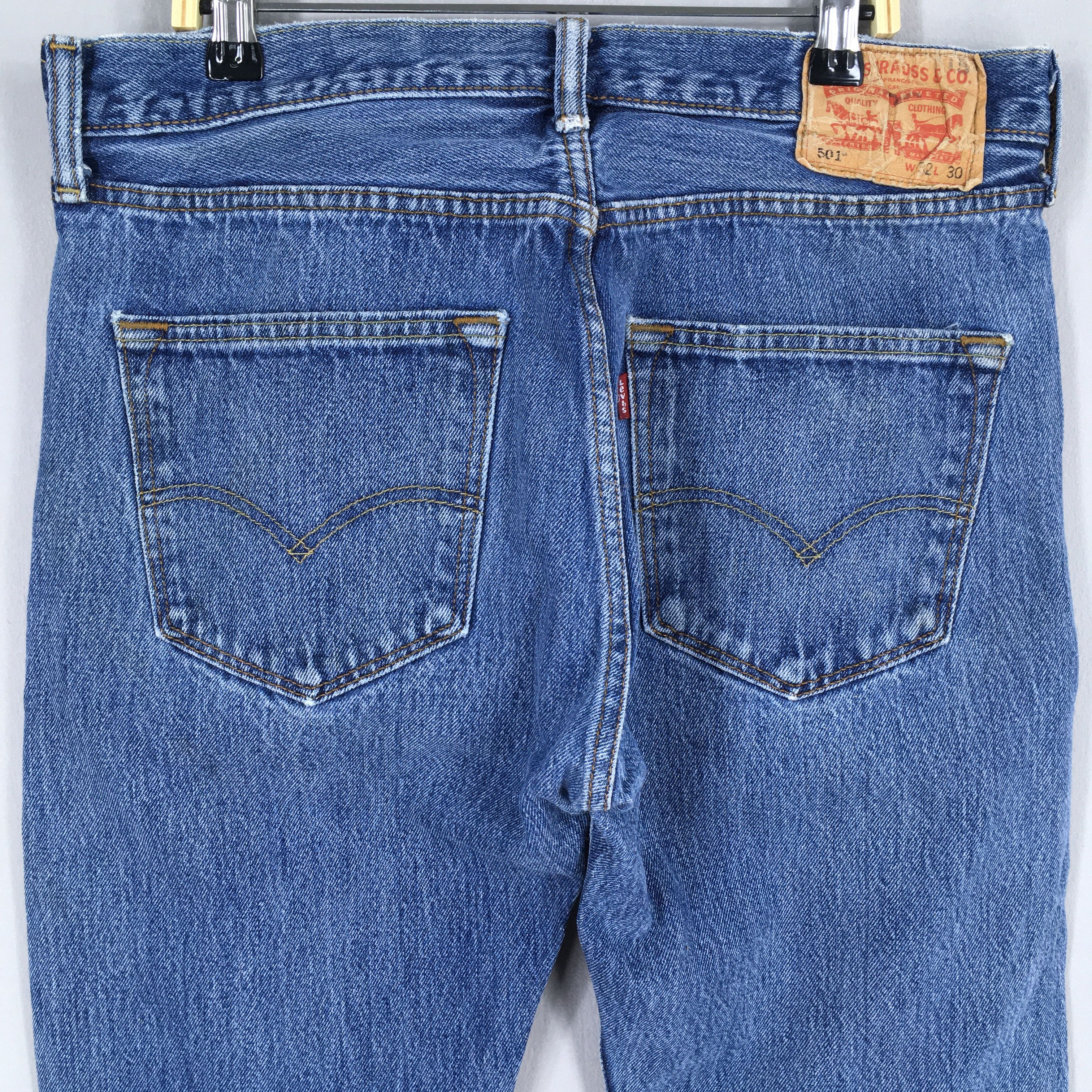 Levi's Size 31x28 Vintage 90s Levi's 501 Faded Blue Jeans S1472 Size US 31 - 9 Thumbnail