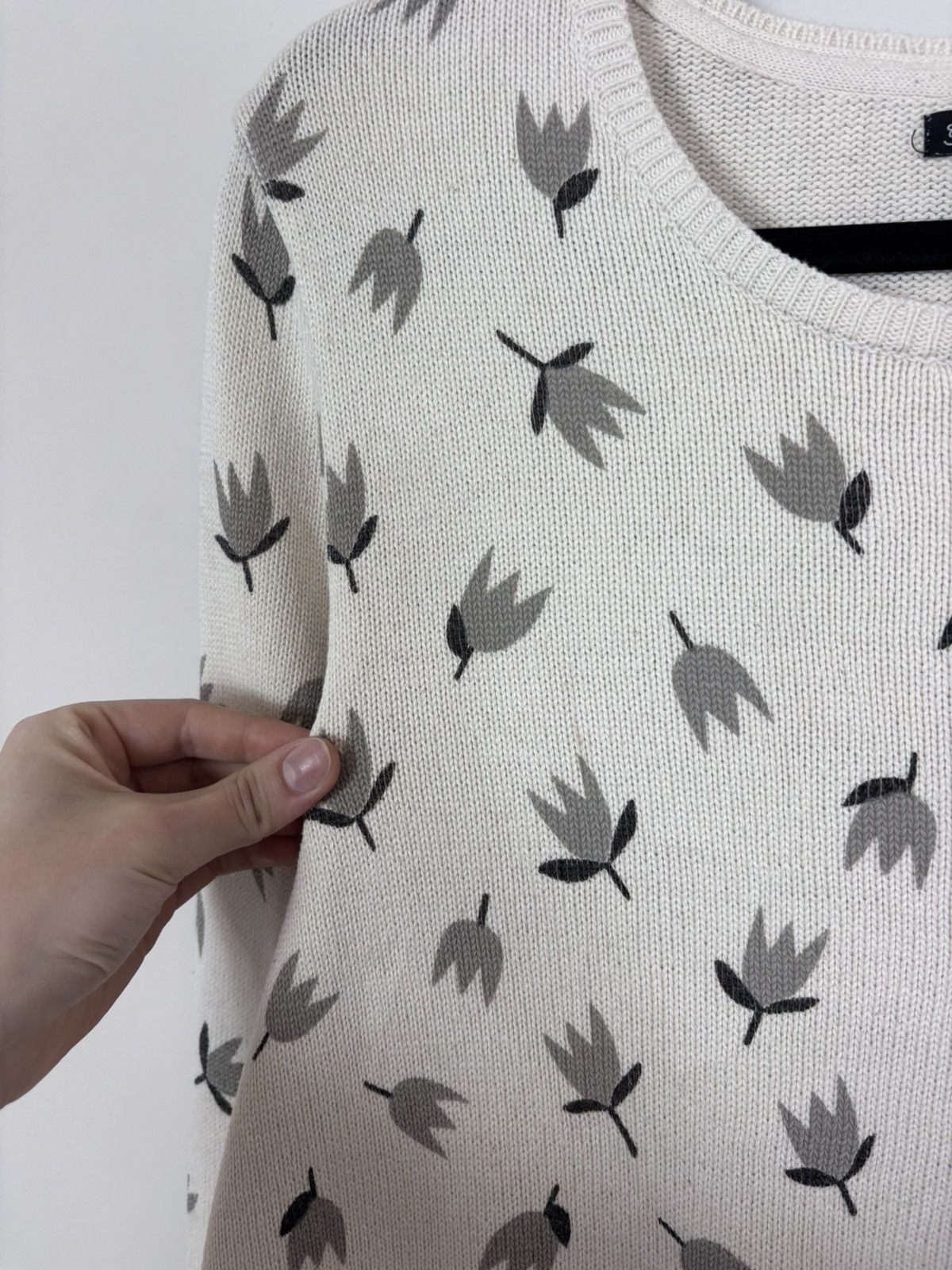 Gudrun Sjoden Gudrun Sjoden Women’s Leaf Pattern Cotton Sweater Pullover Size M / US 6-8 / IT 42-44 - 5 Thumbnail