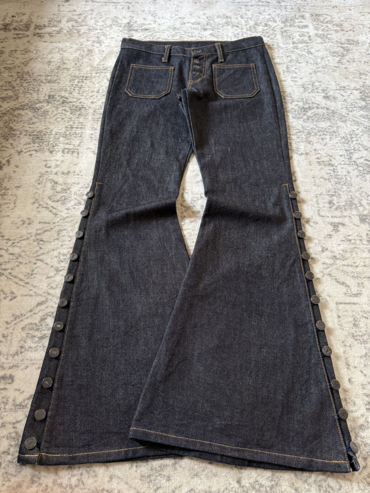 If Six Was Nine Archive Side Button Bell Bottom Flared Jeans Japanese Brand Size US 29 - 1 Thumbnail