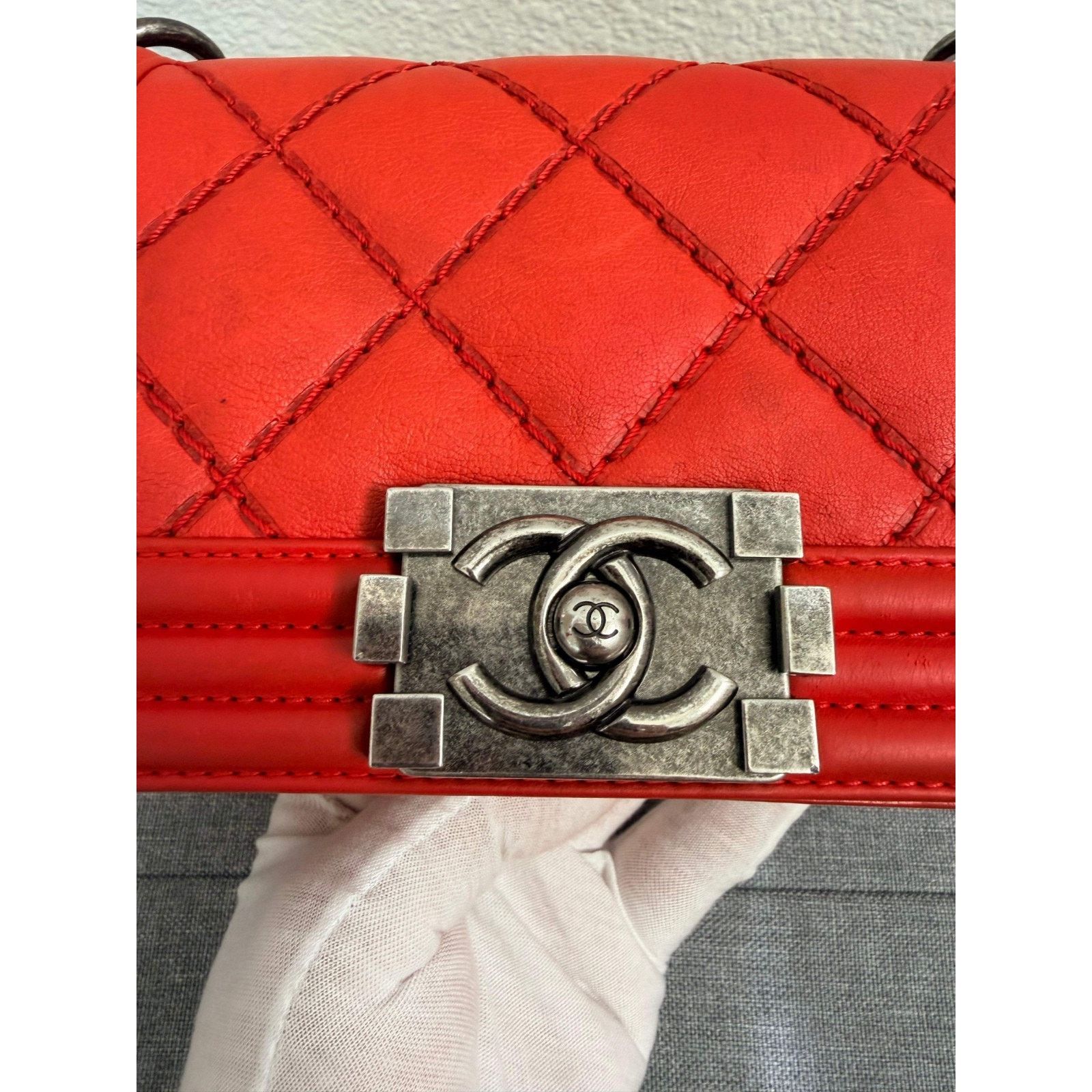 Chanel Chanel Boy Bag Small Quilted Lambskin Leather Chain Shoulder Size ONE SIZE - 8 Thumbnail