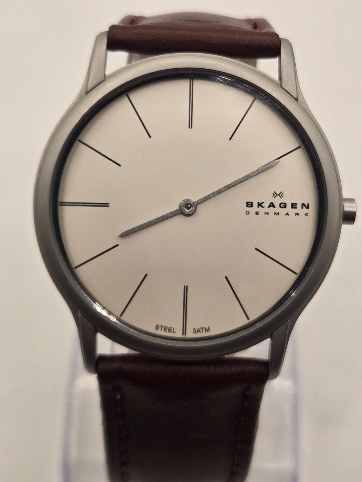 Skagen Theodor Skw6083 Men's Brown Leather Analog Watch in Silver