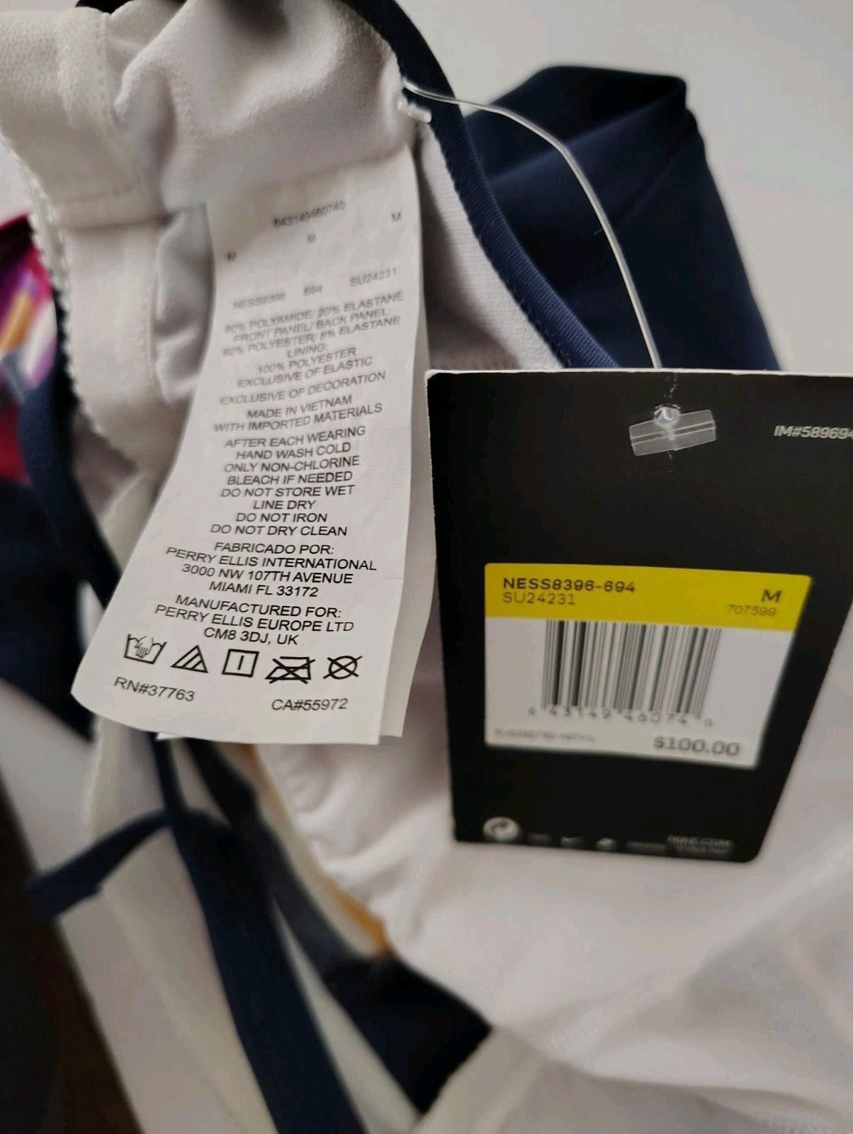 Nike Nike Swim Tankini Top Racerback Beach Multicolor Navy Suit Size ONE SIZE - 4 Thumbnail