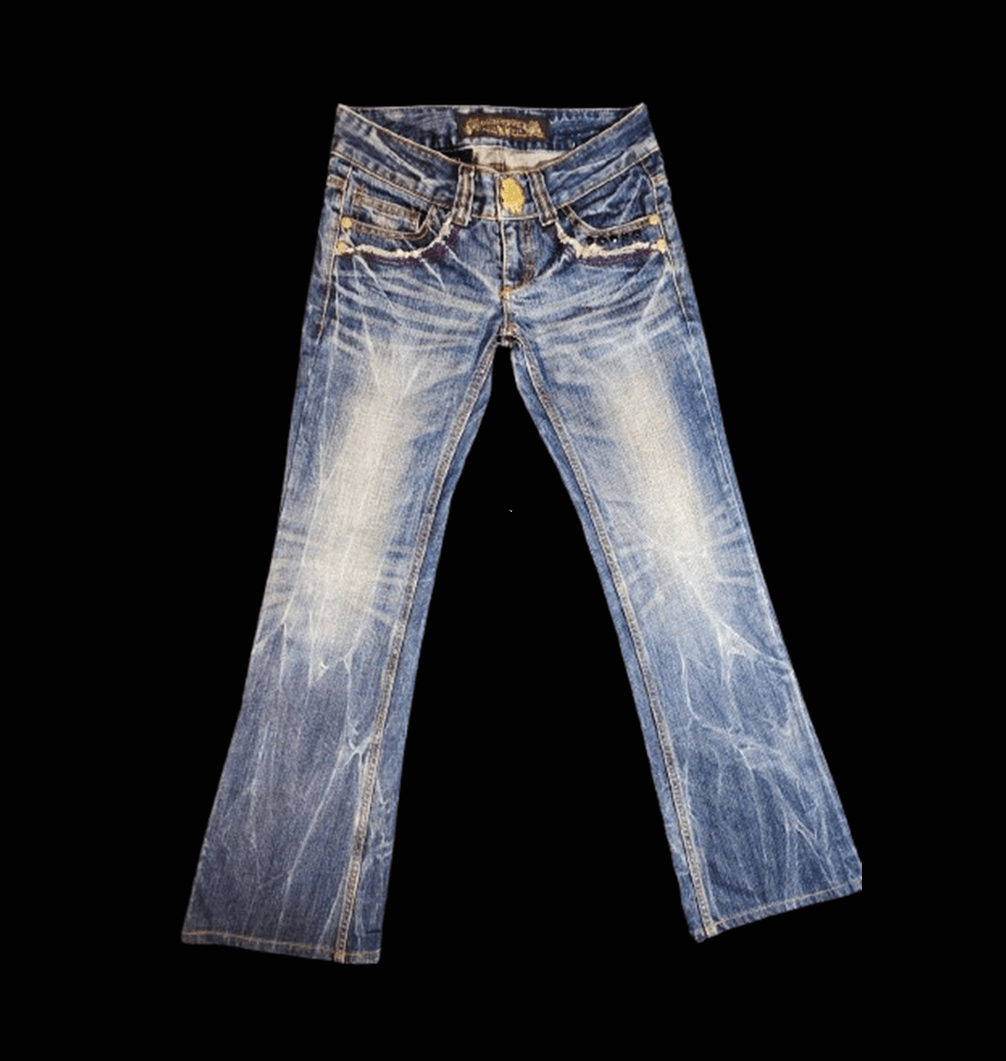 Japanese Brand Red Pepper Y2K Flare Distressed Jeans W30 (25) Size US 30 / EU 46 - 1 Thumbnail