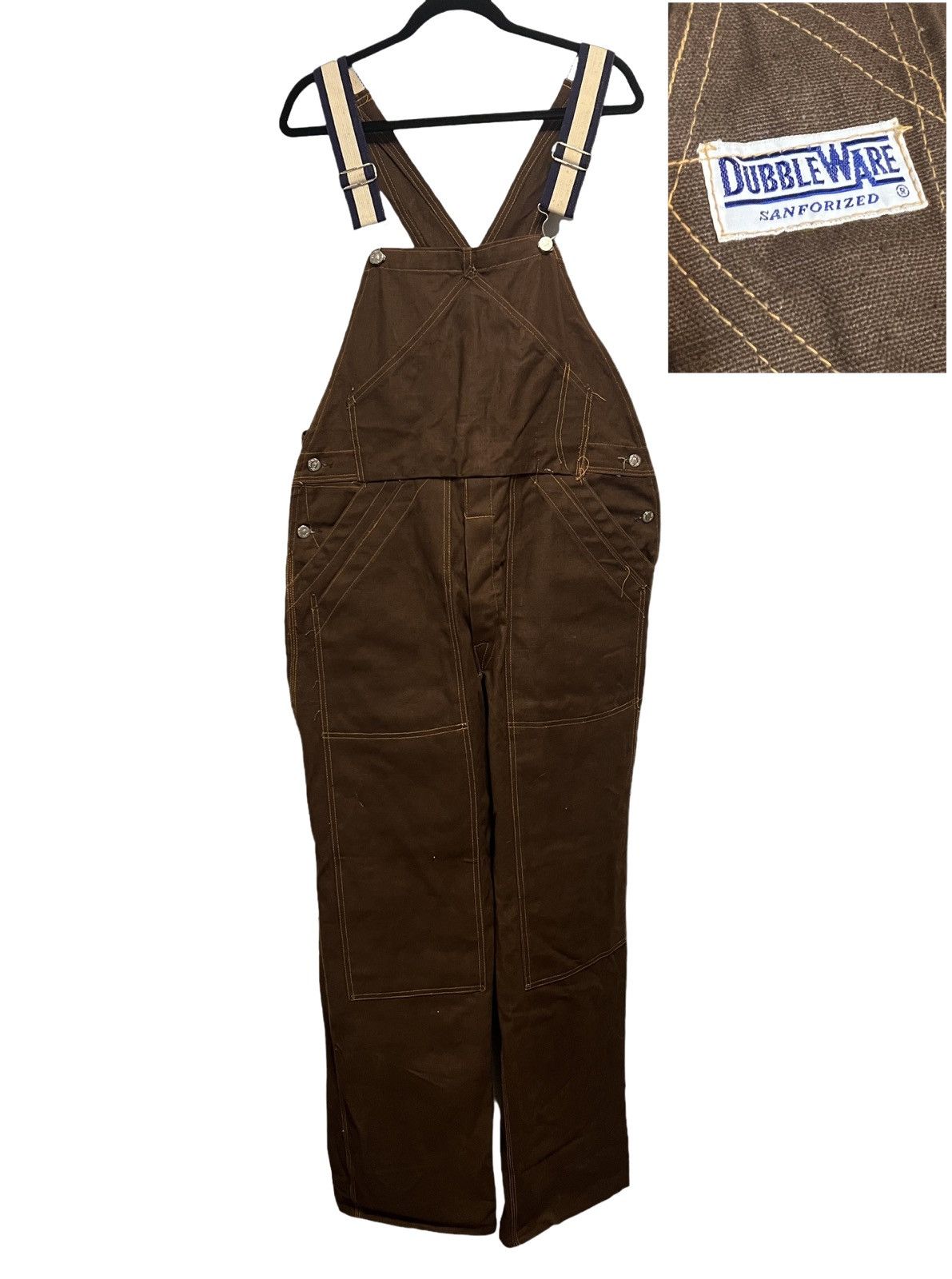 image of Dubbleware Vintage Overalls 40S 50S Excellent Condition in Brown, Men's (Size 38)