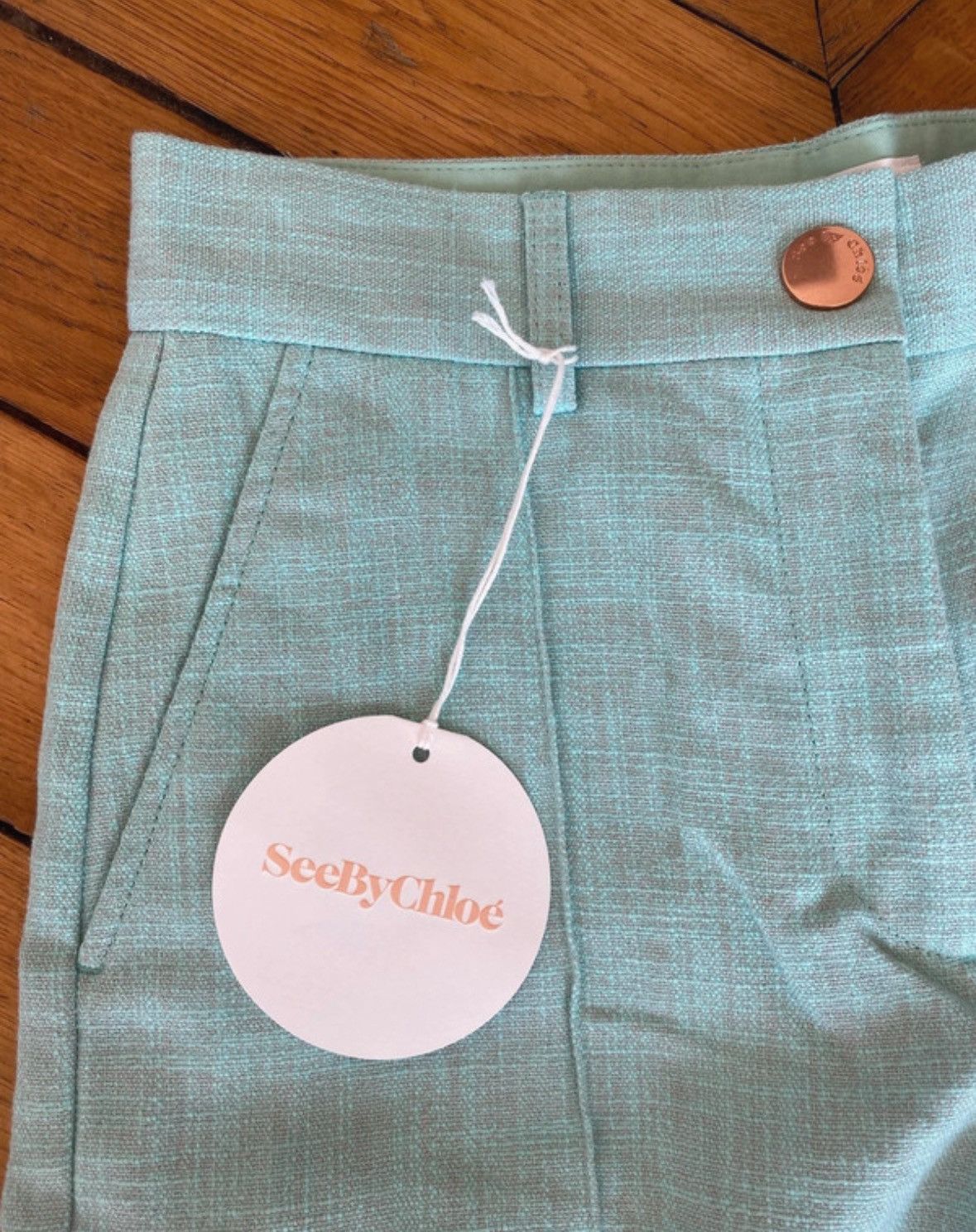 Brand New See by Chloé Ocean Blue Straight Pleated Trousers