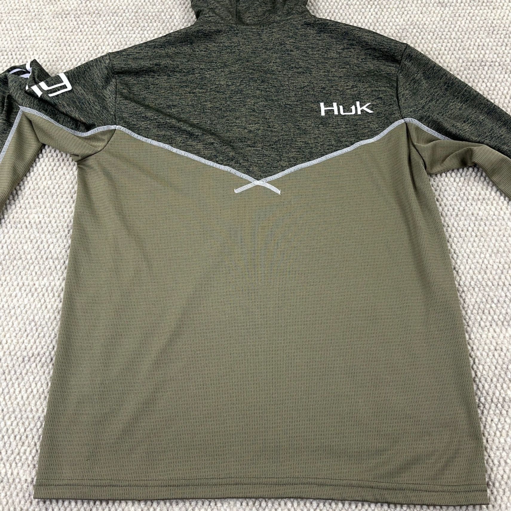 Vintage HUK Icon X Fishing Hoodie 1/4 Zip Pullover Men Lightweight Green Small Hooded Regular Size US S / EU 44-46 / 1 - 4 Thumbnail