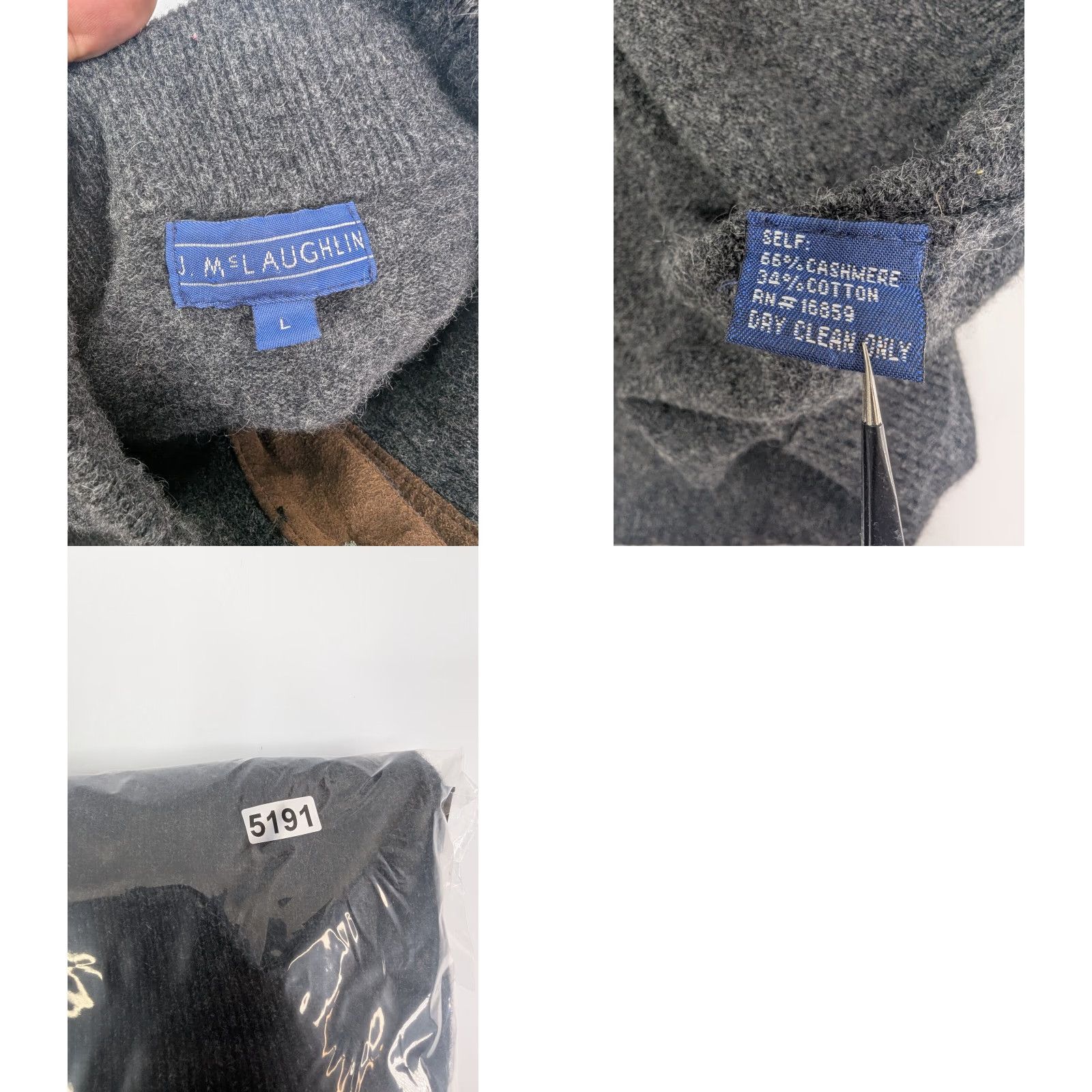 J.McLaughlin J. McLaughlin Grey Cashmere Blend 1/4 Button Pullover Mock Neck Sweater Size L Size US L / EU 52-54 / 3 - 8 Thumbnail