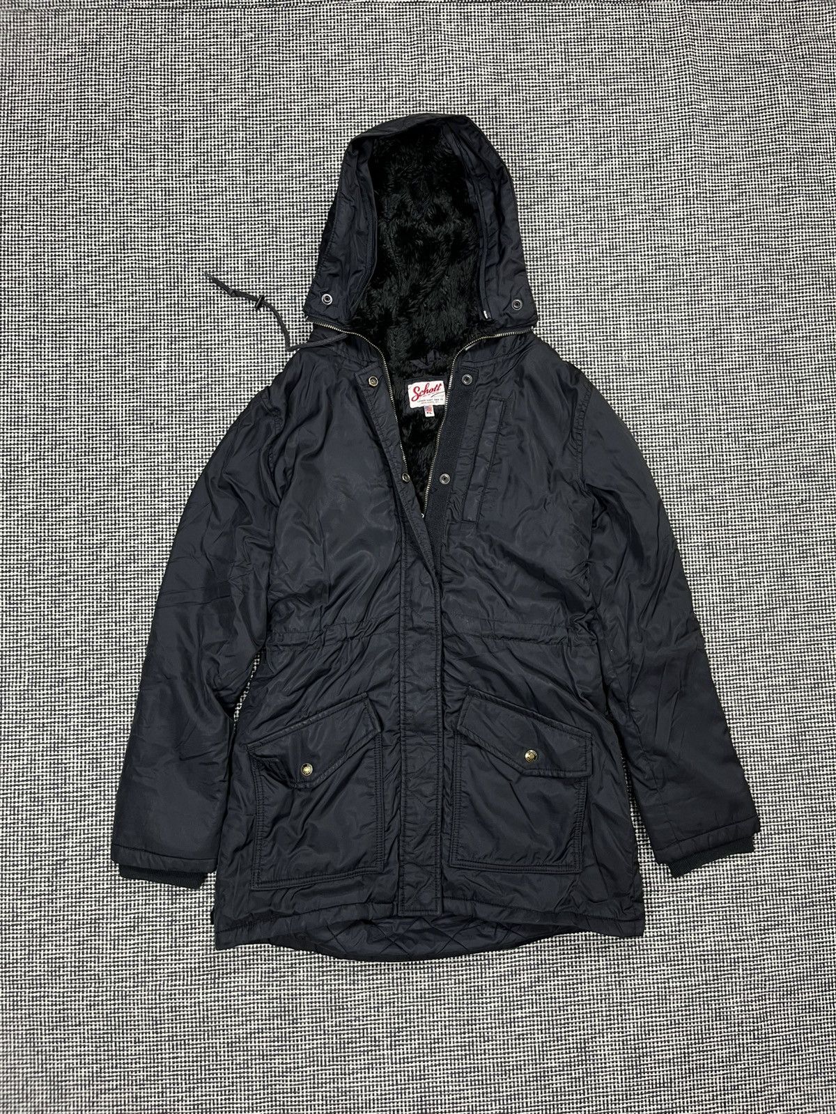 Schott Schott black Parka jacket fake fur USA nyc flyer Size XL / US 12-14 / IT 48-50 - 1 Thumbnail