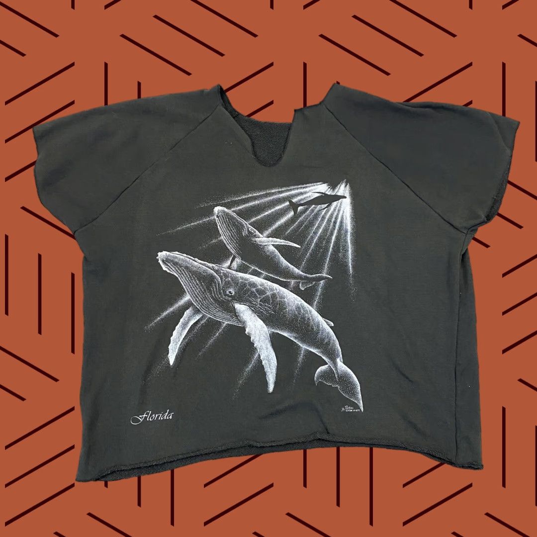 Vintage VINTAGE Whale Shirt Mens One Size Black Animal Nature Florida Rag Gym 90s S/S Size US M / EU 48-50 / 2 - 1 Thumbnail