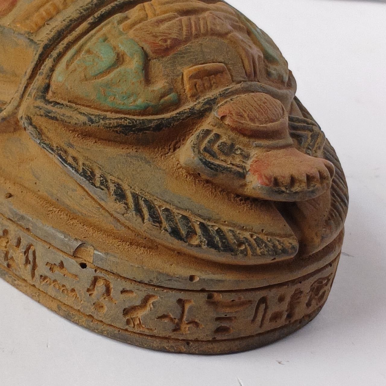 Handmade Large Egyptian Scarab with Hieroglyphs Hand Carved Style Size ONE SIZE - 8 Thumbnail