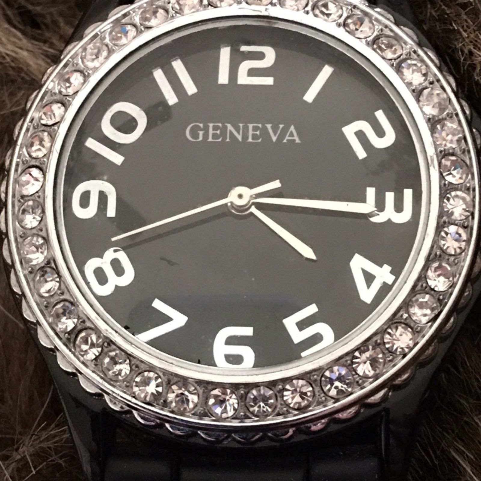Geneva Ladies Geneva black silicone band watch Size ONE SIZE - 7 Thumbnail