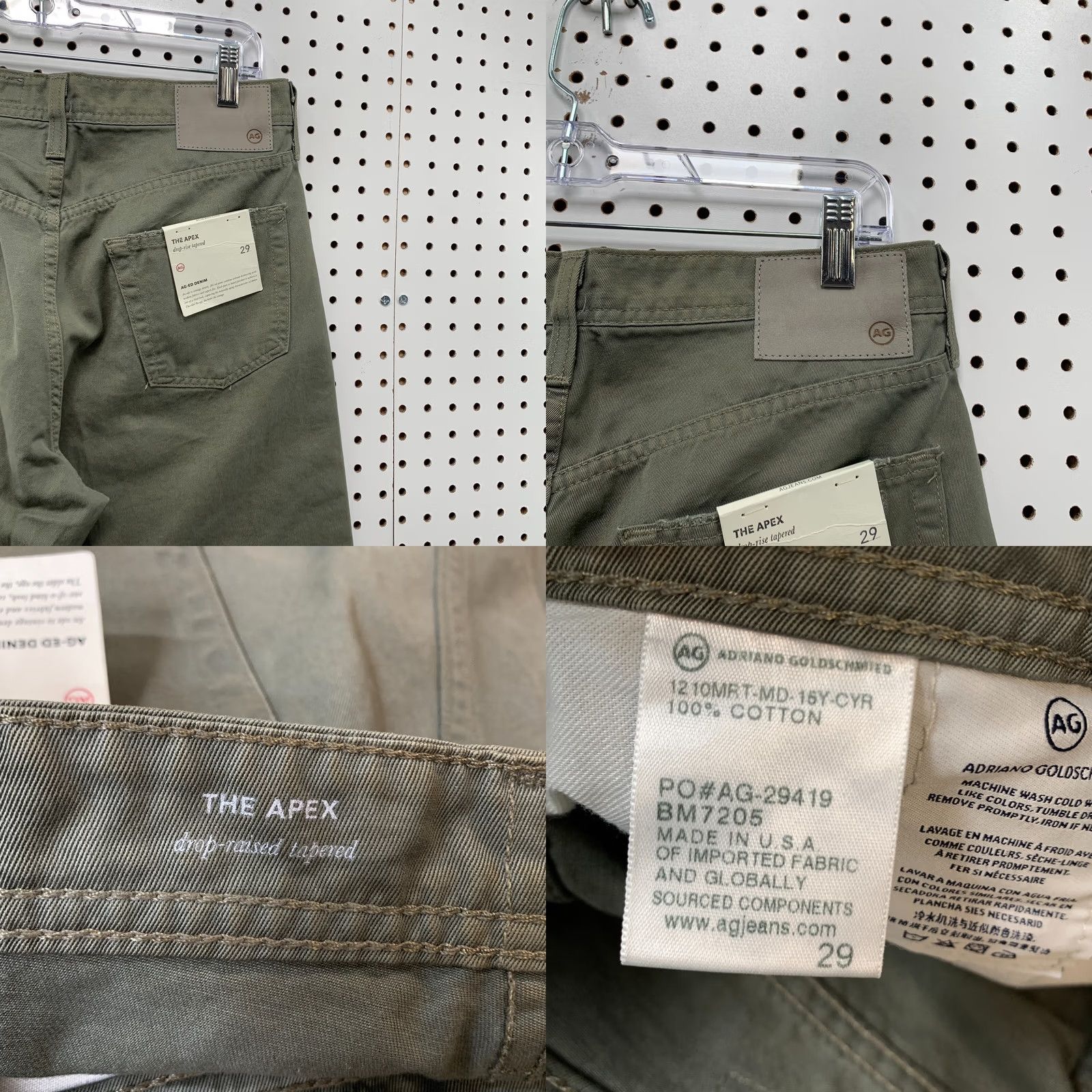 Denime AG Adriano Goldschmied Jeans Green Distressed 30x28.5 Denim Slim Mens Jeans Size US 29 - 10 Thumbnail