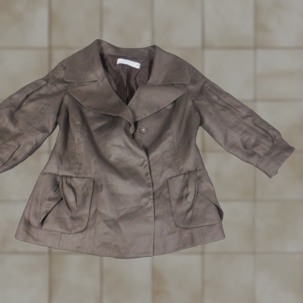 Zara Zara Jacket Womens Small Brown Snap Collar Basic Jacket Long Sleeve Solid Mid-Length Polyester Lining Embroidered Casual Fall Spring Womens Size S / US 4 / IT 40 - 1 Thumbnail