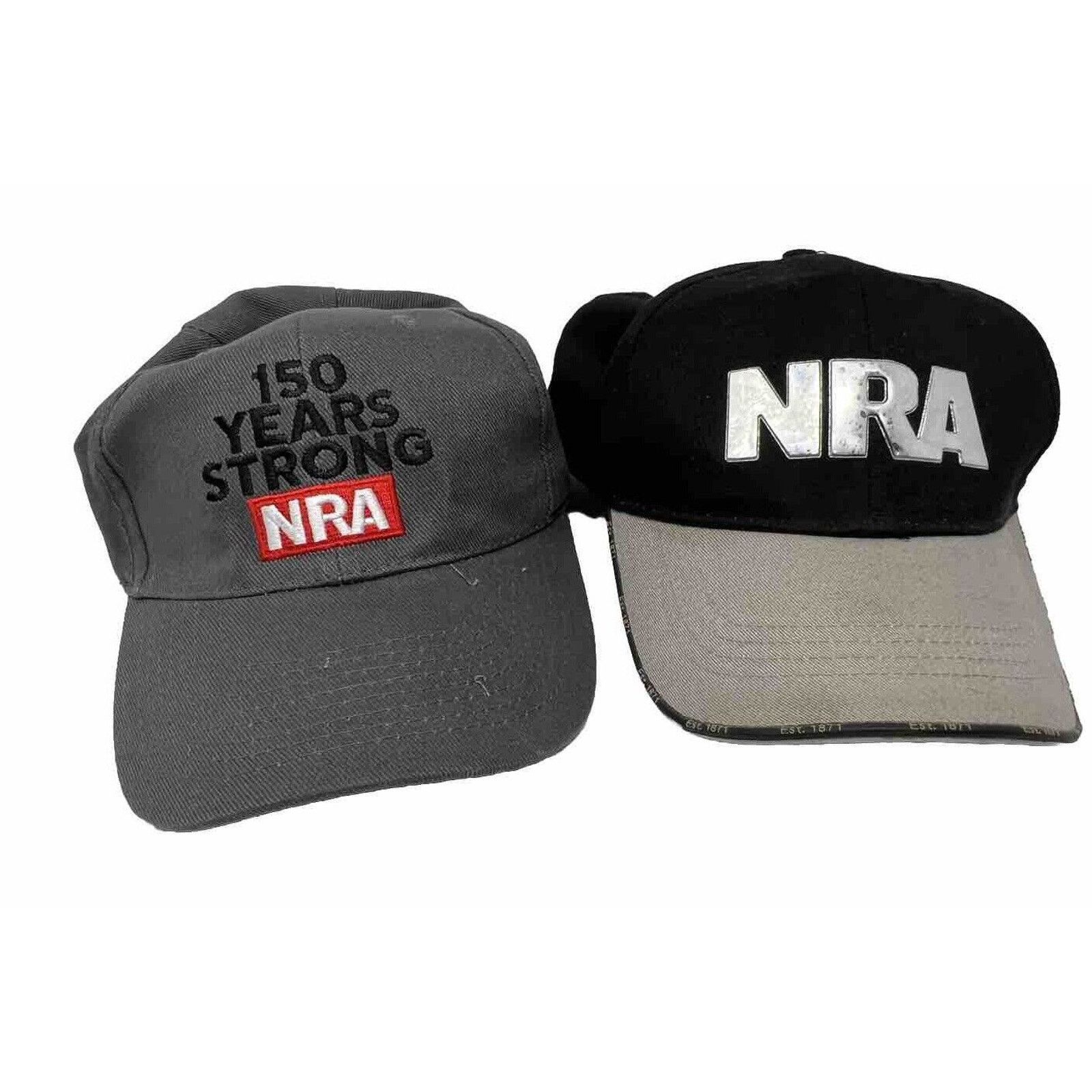 The Unbranded Brand Lot Of 2 NRA Hats Black w/ Silver Letters And Gray 150 Years Size ONE SIZE - 1 Thumbnail
