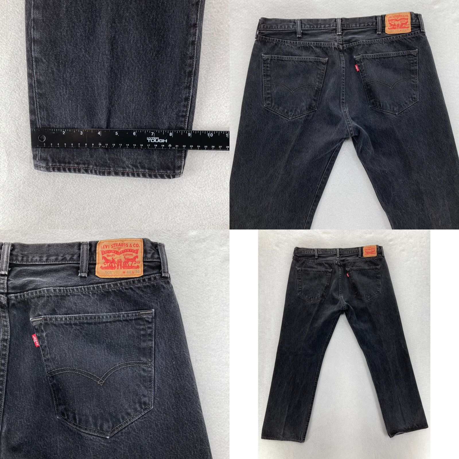 Levi's VINTAGE Levi's 501 Jeans Mens 40x30 Straight Black Denim Button Fly Grunge Y2K Size US 40 / EU 56 - 9 Thumbnail