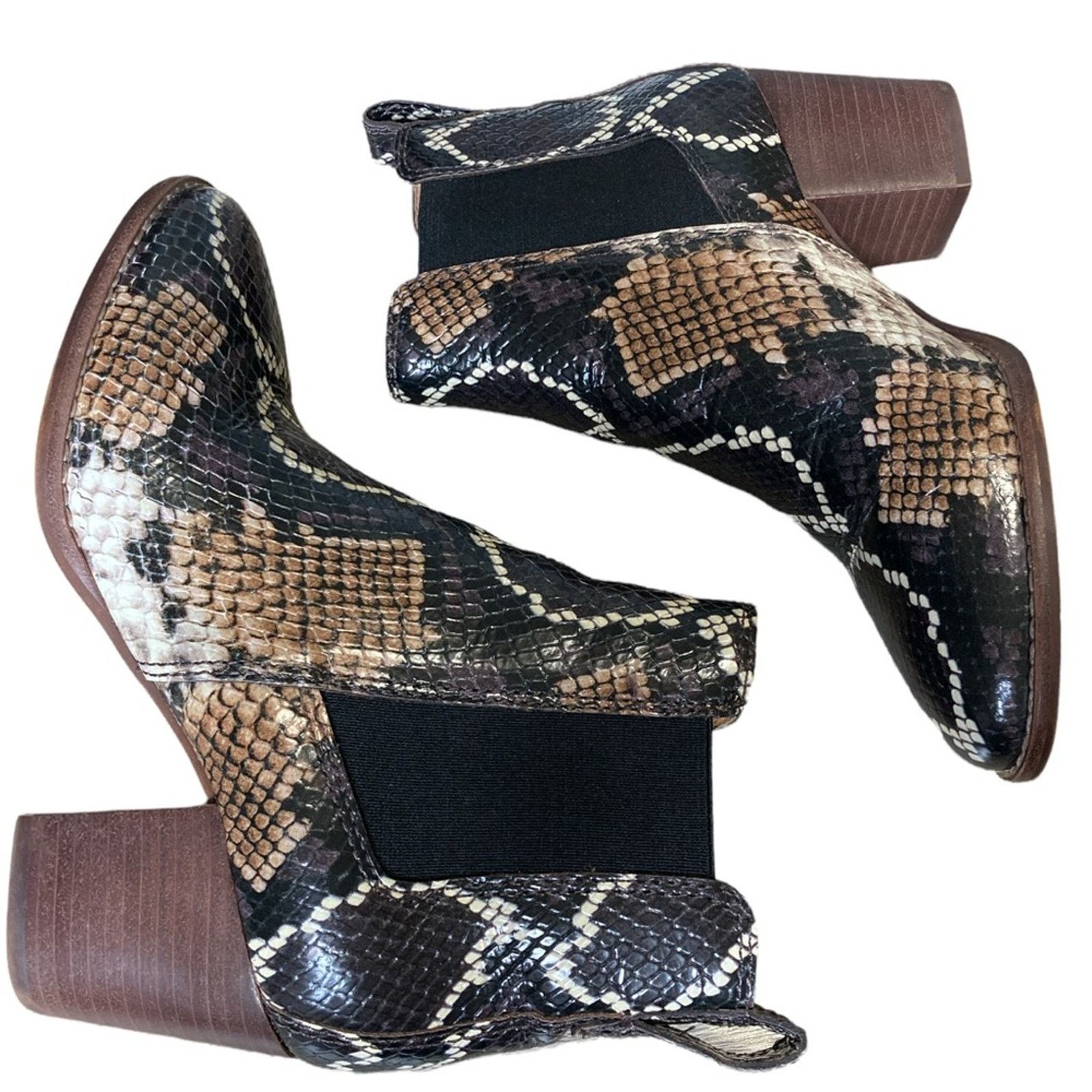 Madewell The Regan Ankle Boot US 5 Snake Embossed Leather Block Heel Size US 5 / IT 35 - 3 Thumbnail