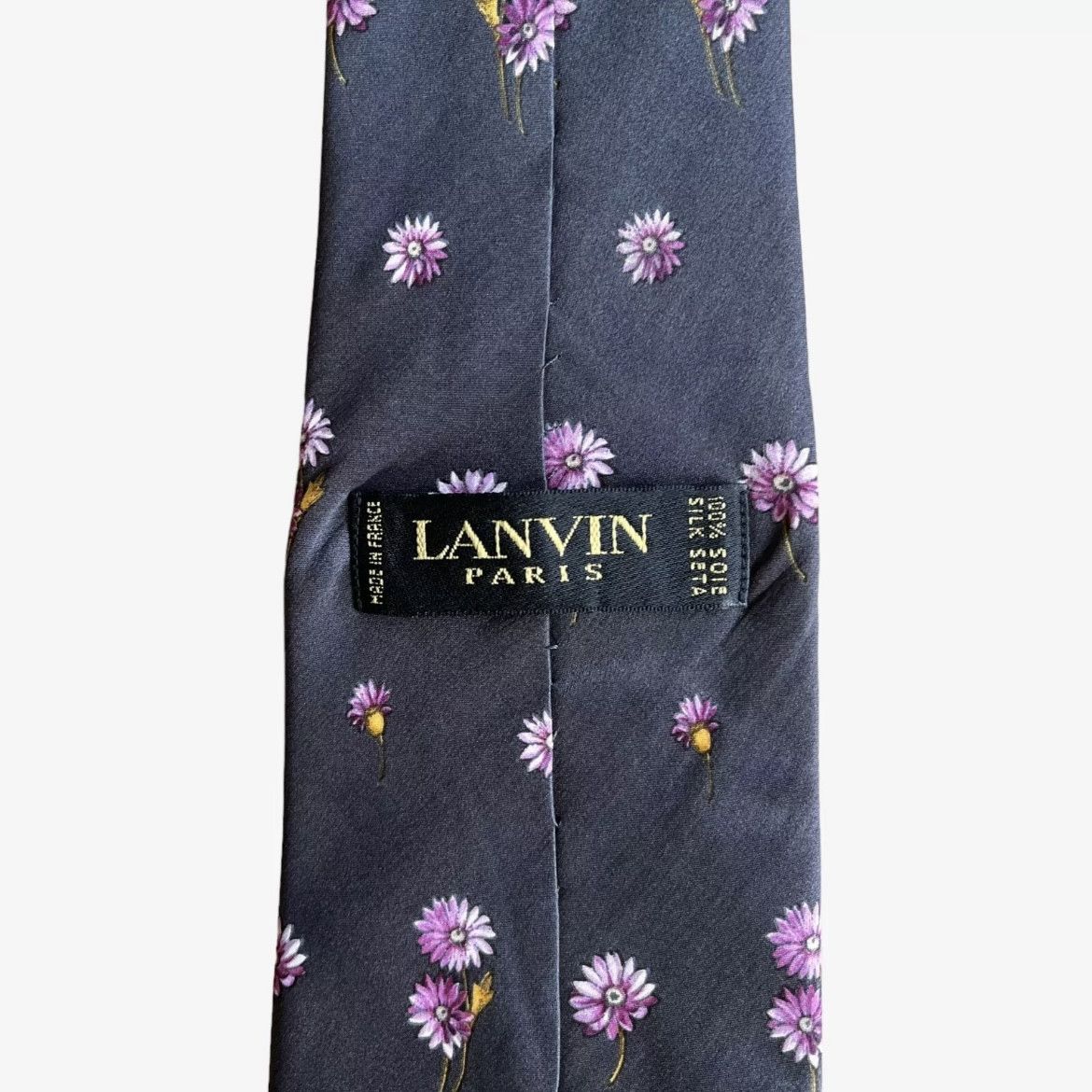 Lanvin Vintage 90s Lanvin Paris Violet Pink Floral Print Silk Tie Size ONE SIZE - 2 Thumbnail