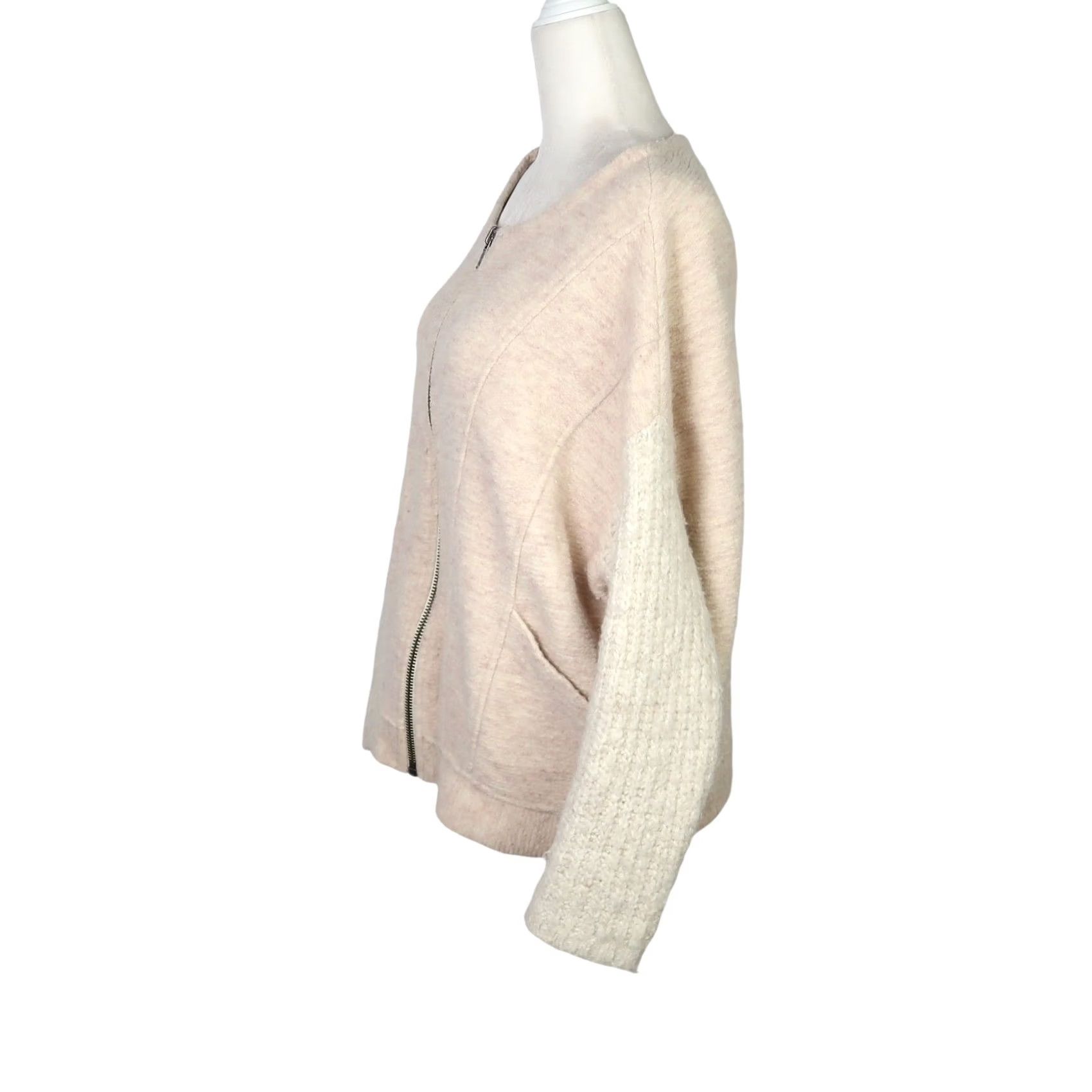 Free People Free People Knit wool combo zip front jacket cream XS Women Size XS / US 0-2 / IT 36-38 - 3 Thumbnail
