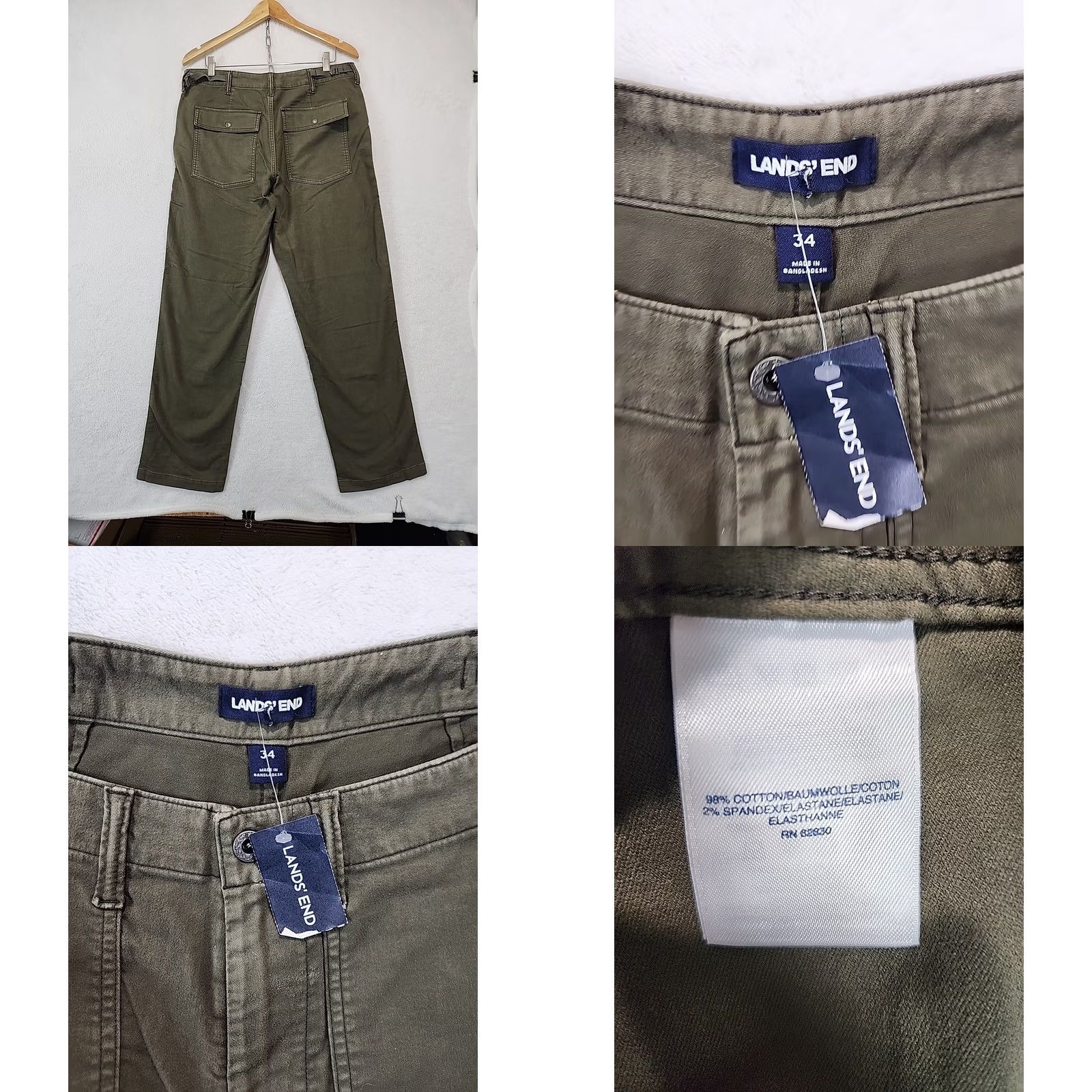 Lands' End Lands' End Men's 34 Adjustable Waist Olive Green Chino Outdoor Camp Pants Shirt? Size US 34 / EU 50 - 9 Thumbnail