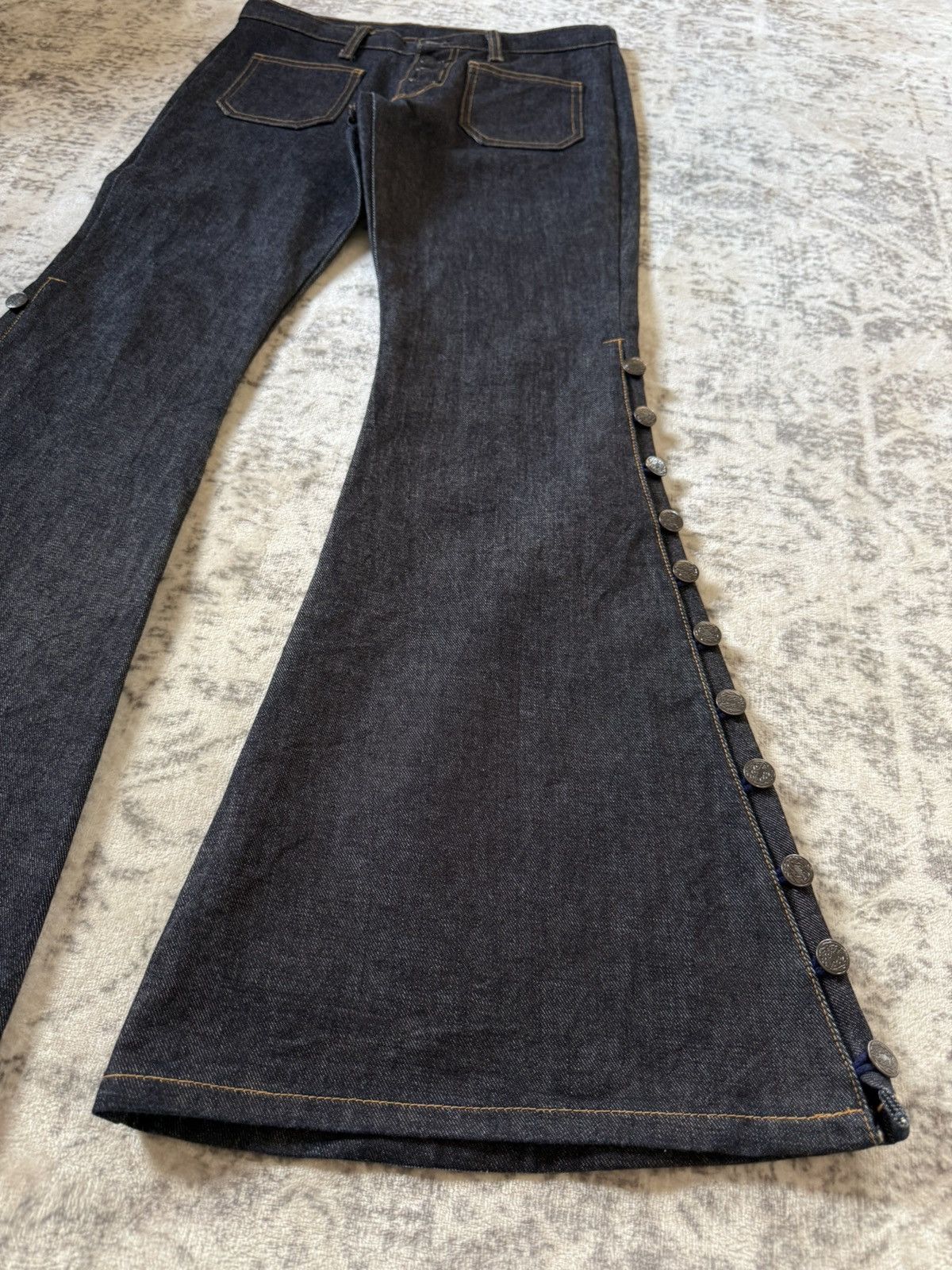 Tornado Mart Tornado Mart Style Side Button Bell Bottom Flare Jeans Size US 29 - 12 Thumbnail