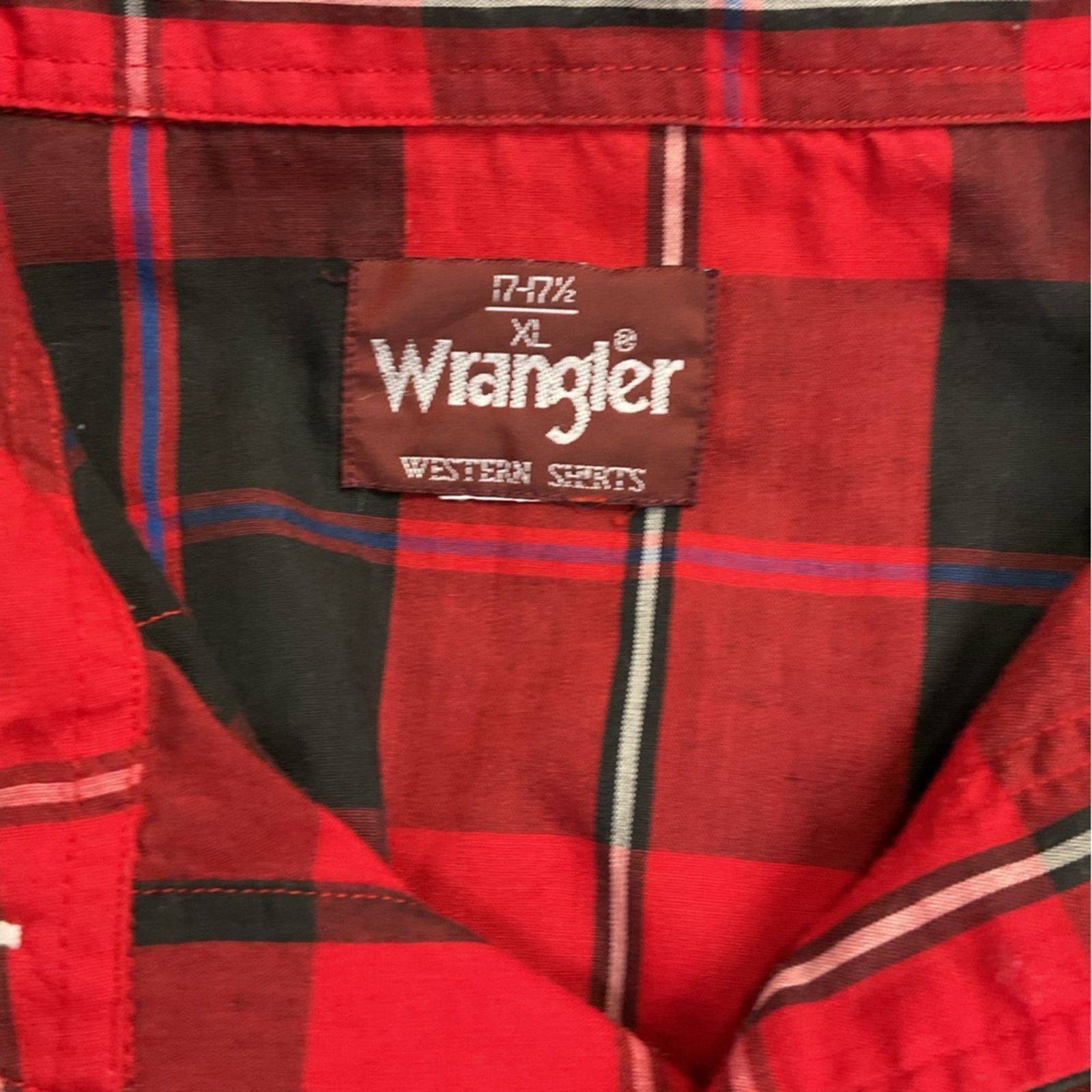 Wrangler Wrangler Red Plaid Pearl Snap Western Shirt Size US XL / EU 56 / 4 - 3 Thumbnail