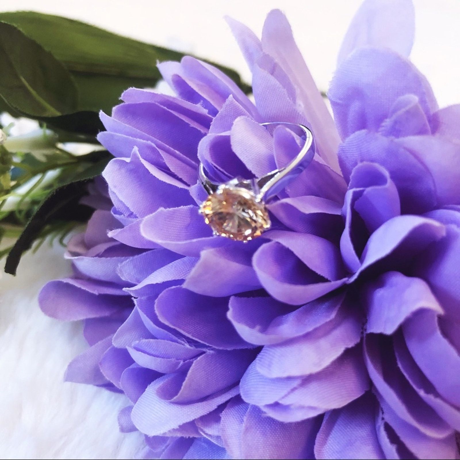 Other Sterling Silver Yellow Crystal Ring Size ONE SIZE - 5 Thumbnail