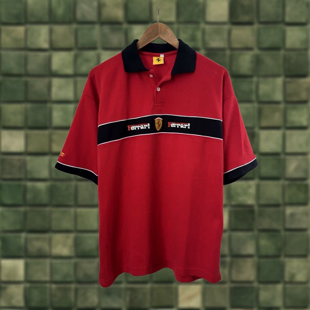 Ferrari VINTAGE Ferrari Michael Schumacher Racing F1 Polo T-Shirt Red XL Mens 90s Classic Retro Sports Cars Logo Size US XL / EU 56 / 4 - 1 Thumbnail