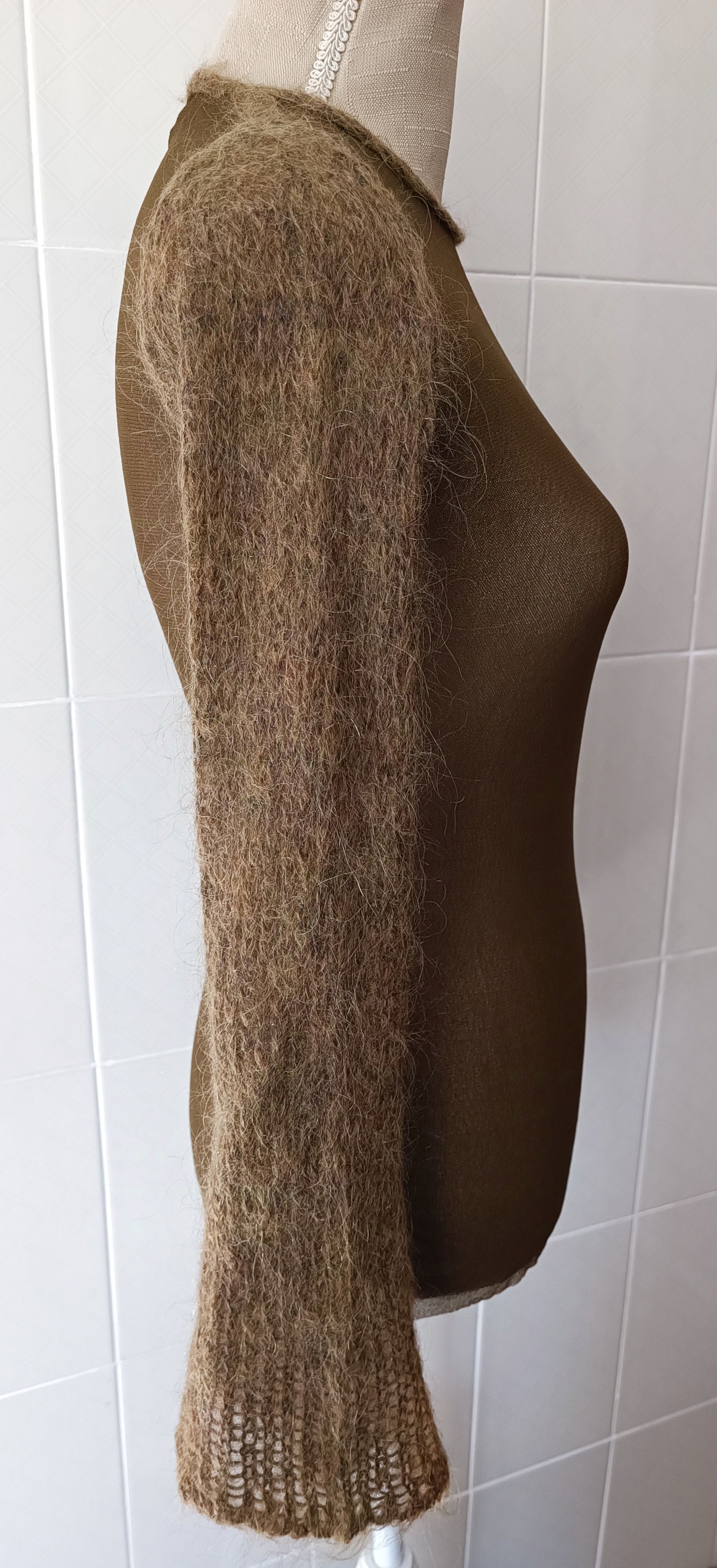 Jean Paul Gaultier 90's- Mohair sleeves and nylon micro mesh top Size XS / US 0-2 / IT 36-38 - 9 Thumbnail
